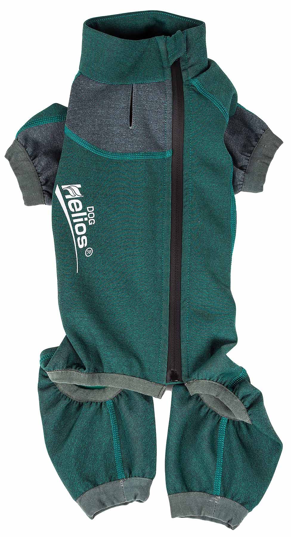 Dog Helios ® 'Rufflex' Mediumweight 4-Way-Stretch Breathable Full Bodied Performance Dog Warmup Track Suit, Medium, Green
