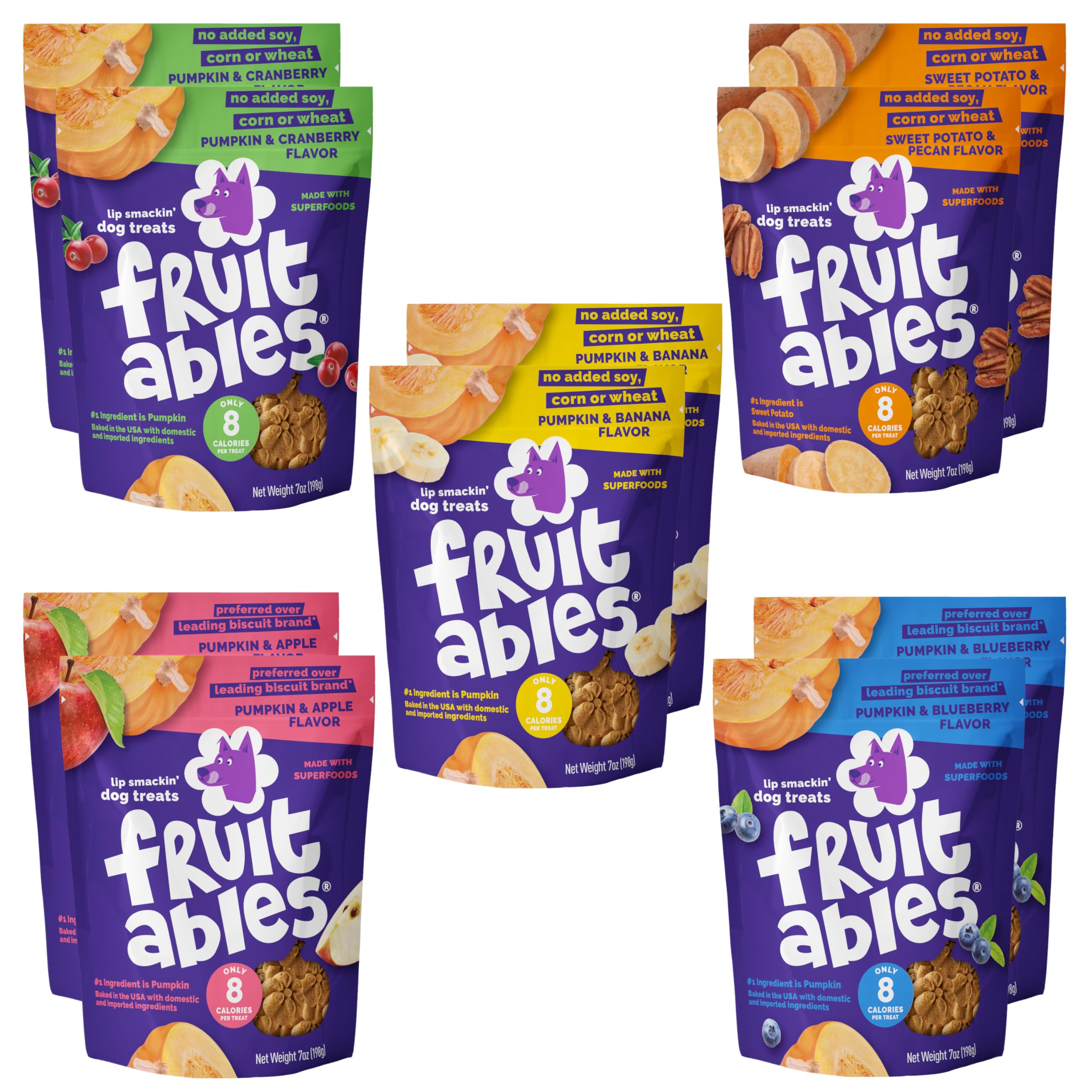 Fruitables Baked Pumpkin Dog Treats - Healthy Low-Calorie, Wheat-Free, Corn-Free, Soy-Free - Sweet Potato Training Treats for Do