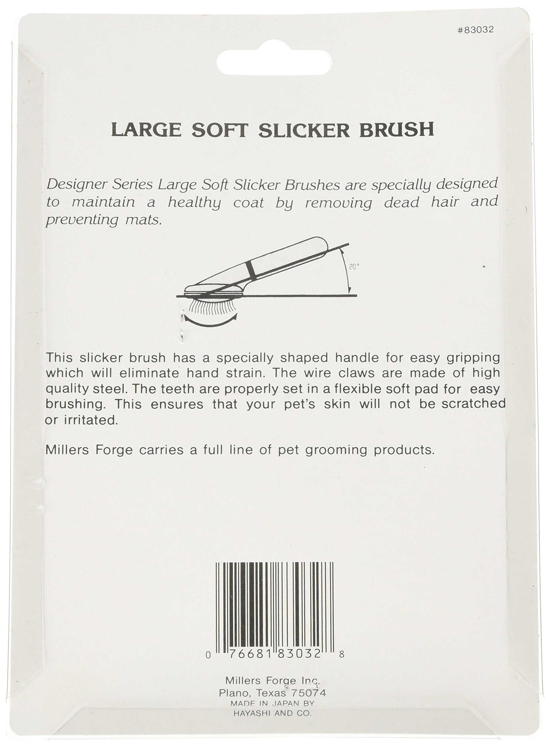 Millers Forge Stainless Steel Pins Designer Series Soft Slicker Pet Grooming Brush, Large,Beige