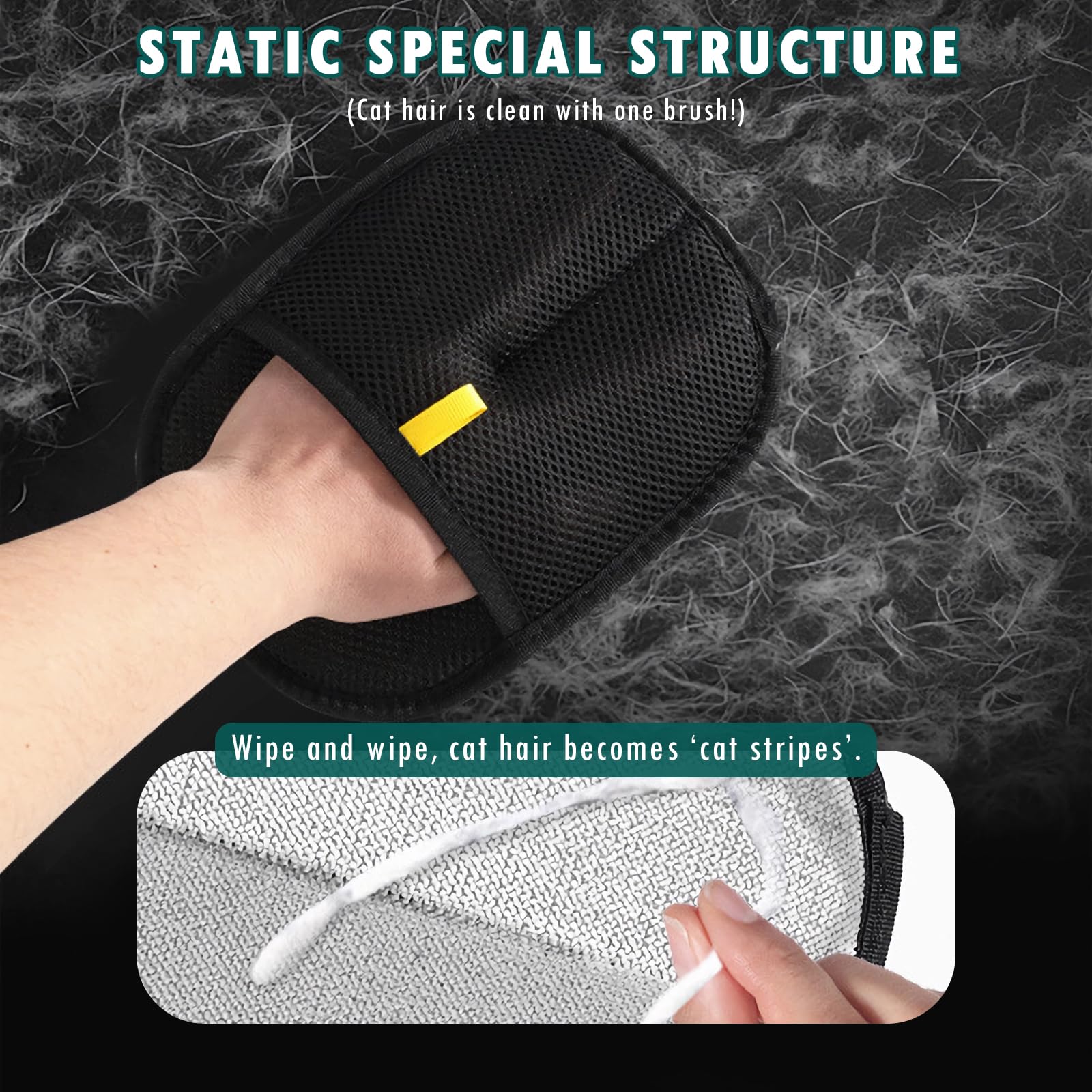 Aerbee Double-Sided Grooming Gloves For Pets, Static Removal Gloves For Dog Hair, Sueean Grooming Gloves For Cats, Reusable Pet