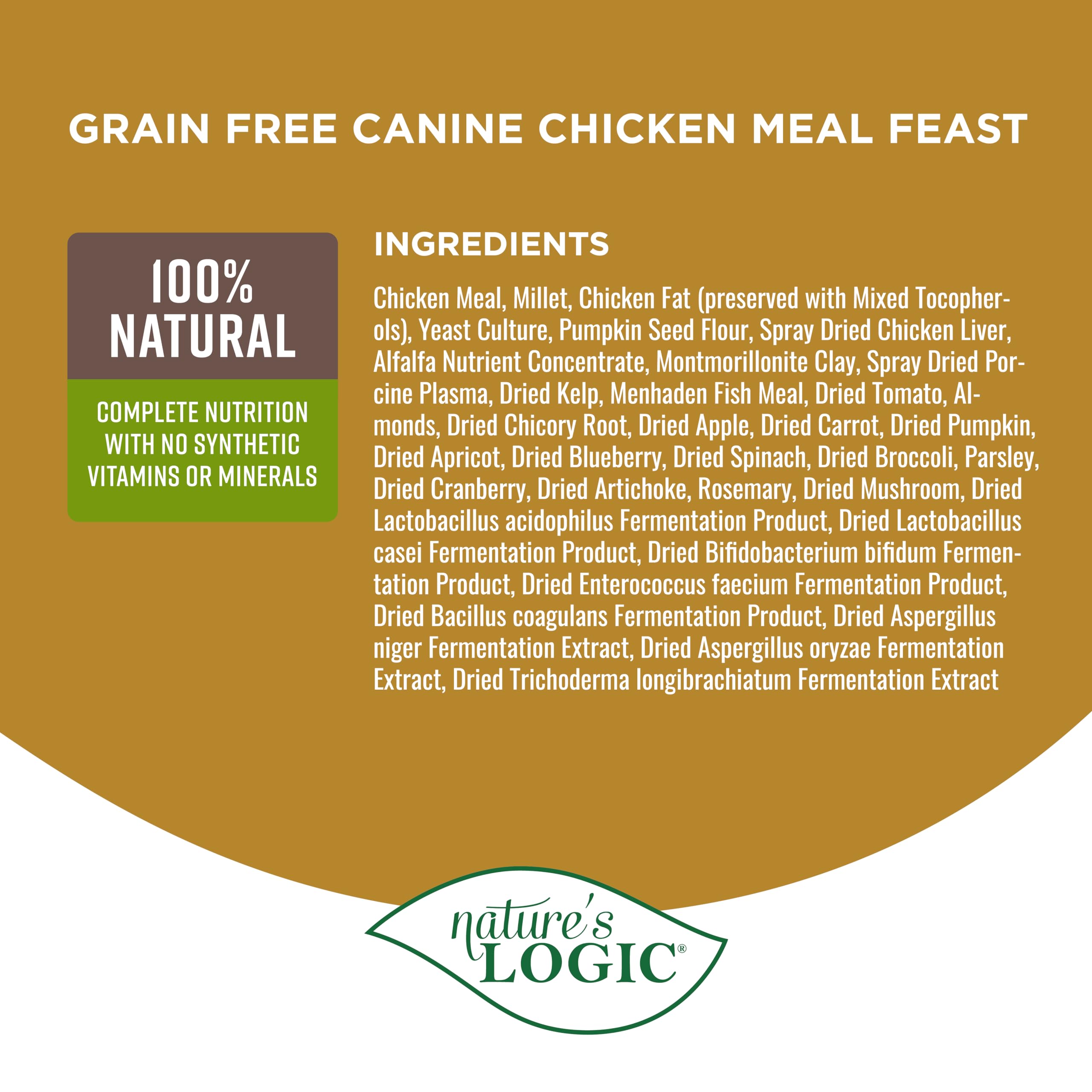 Natures Logic Grain-Free Dry Dog Food - All-Natural, High Protein, No Synthetic Vitamins/Minerals - Gluten Free - Supports Heal