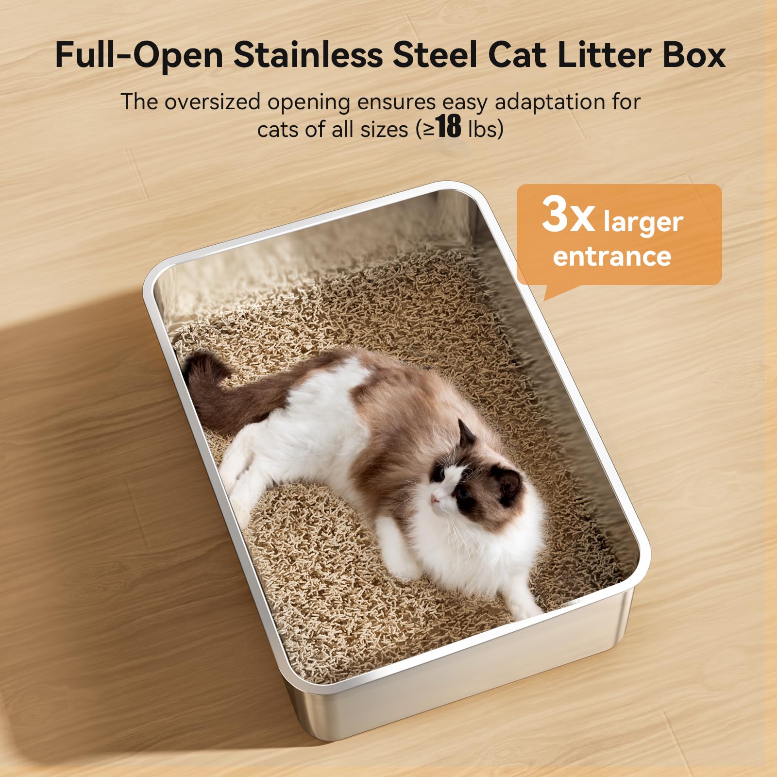 2 Pack Cat Pan Giant 28'' Extra Large Stainless Steel Cat Litter Pan Metal Cat Litterbox For Big Cats And Multiple Cats, Anti-Le