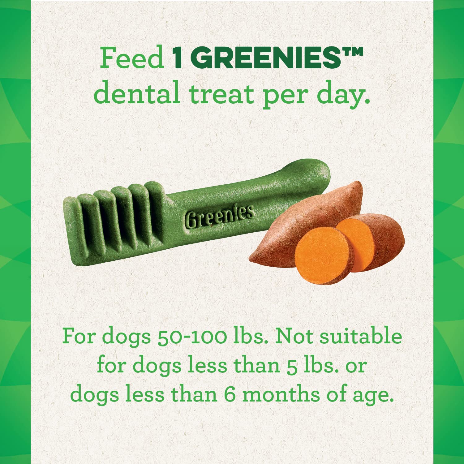 Greenies Large Dog Dental Treats, Sweet Potato Flavor, 12 oz. Pack (8 Treats)