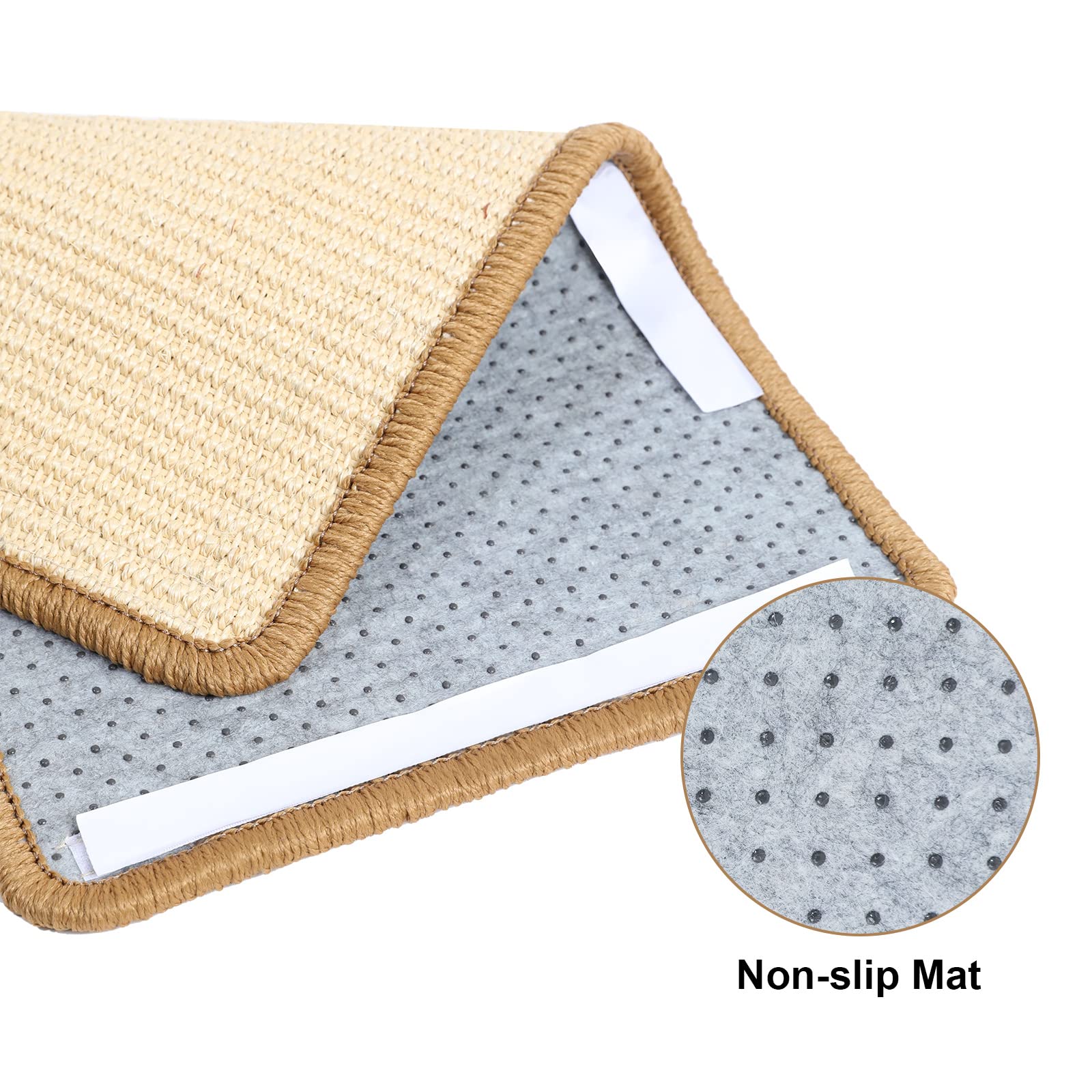 Fukumaru Cat Scratcher Mat, 19.6 X 11.8 Inch Natural Sisal Cat Scratch Mats, Horizontal Cat Floor Scratching Pad Rug, Protect Ca