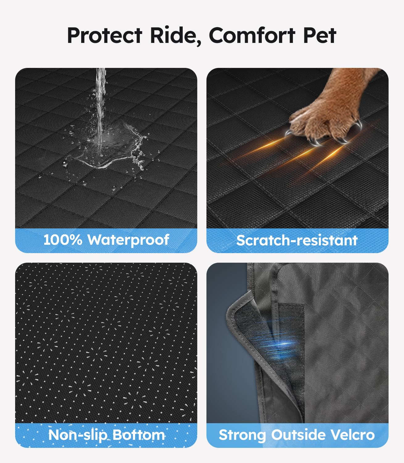 Wigoo Upgrade Soft Dog Car Seat Cover For Back Seat, [Protect Interior, Waterproof & Easy To Clean] Soft Bottom Backseat Dog Car