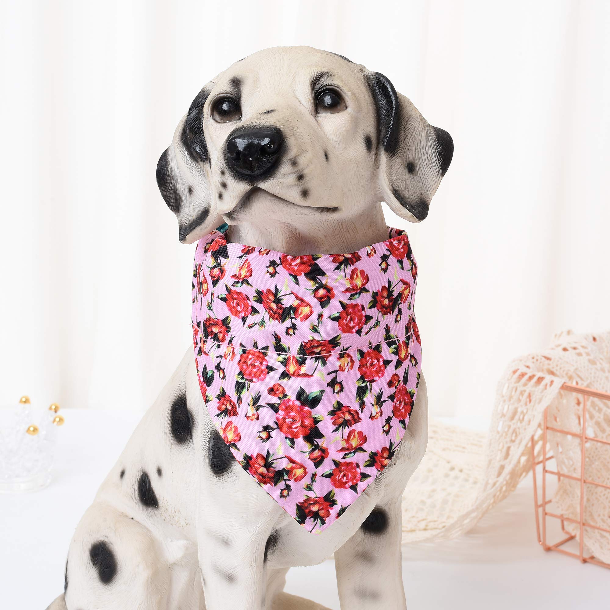 Mile High Life | Cute Bandana Collar | Soft Cotton Fabric Collars For Small Dogs | Flower & Fruit Pattern(Peony Rose, Xs)