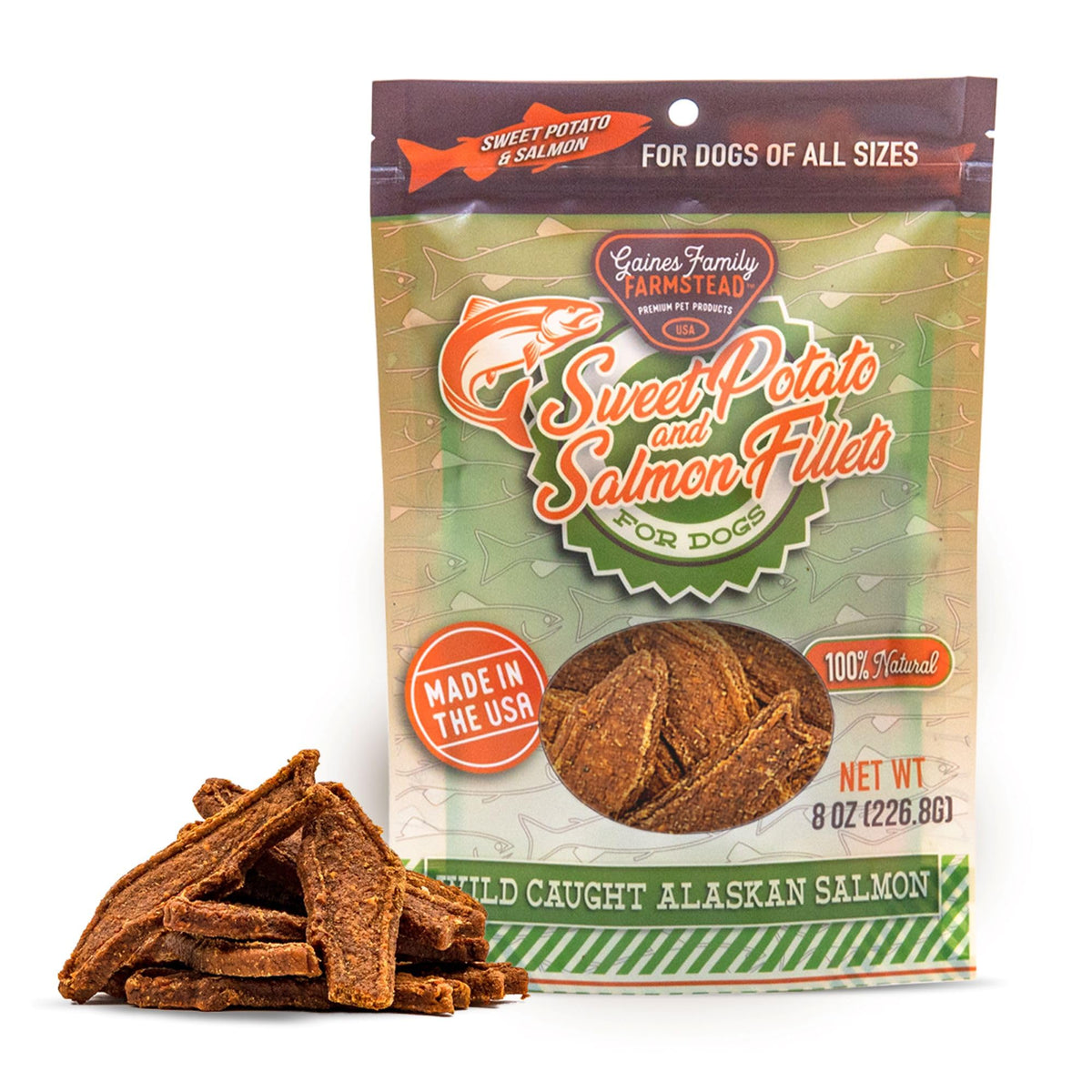 Gaines Family Farmstead Salmon & Sweet Potato Fillets For Dogs, All-Natural, Grain-Free, Healthy Dog Treats For All Ages & Breed