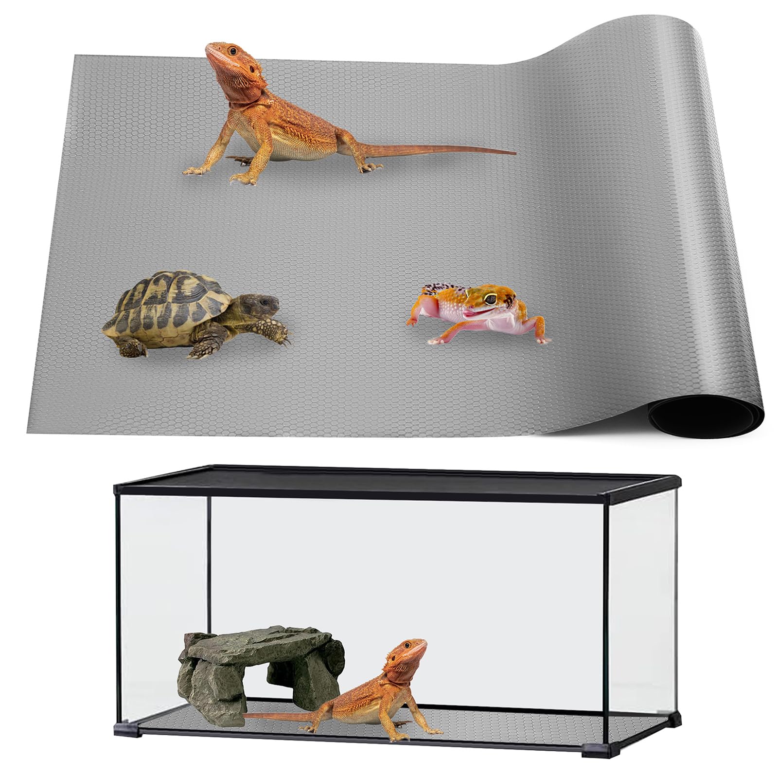 Zunzingy Bearded Dragon Tank Accessories, Reptile Mat, Reptile Terrarium Substrate Liner For Leopard Gecko, Lizard, Snake, Torto