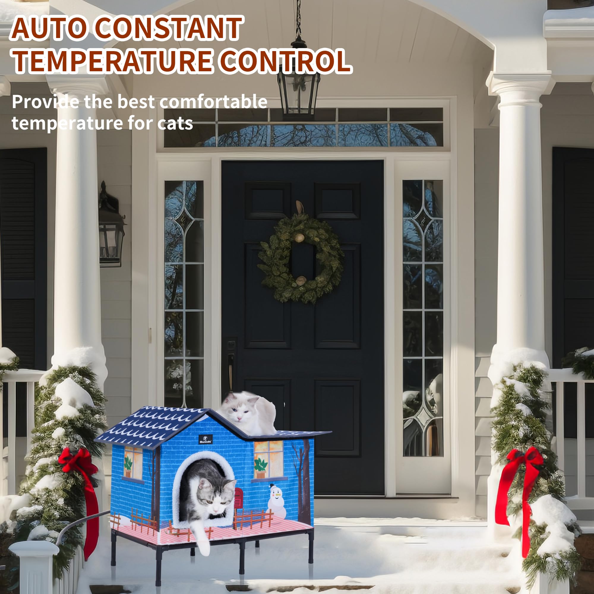 Marunda Heated Cat Houses For Outdoor Cats In Winter, Heated Cat House For Indoor And Kitty Shelter For Your Pet To Stay Warm An