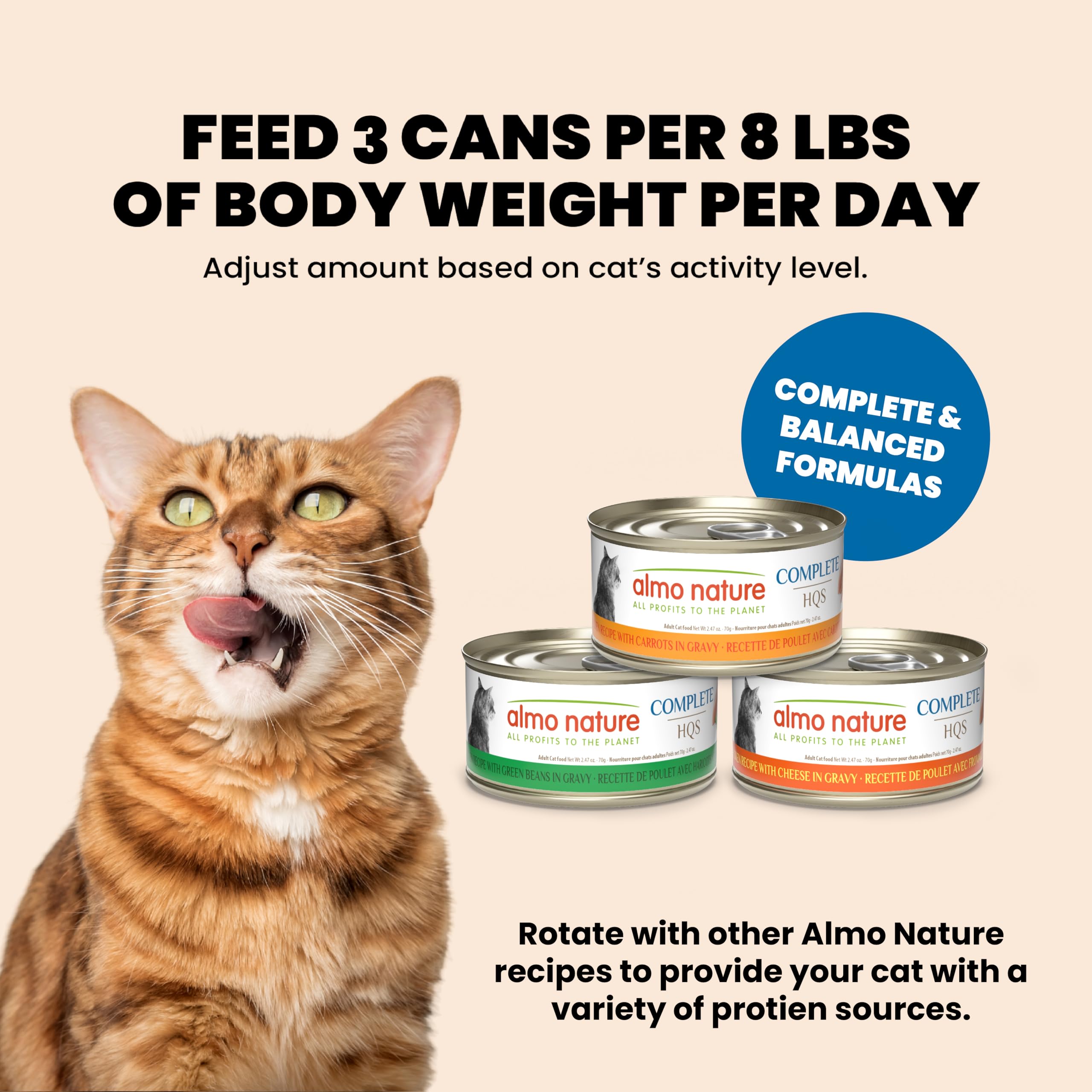 almo nature HQS Complete CAT Wet Cat Food Chicken Recipe with Carrots in Gravy - Grain-Free Cat Food Canned, 2.47 oz (Pack of 12