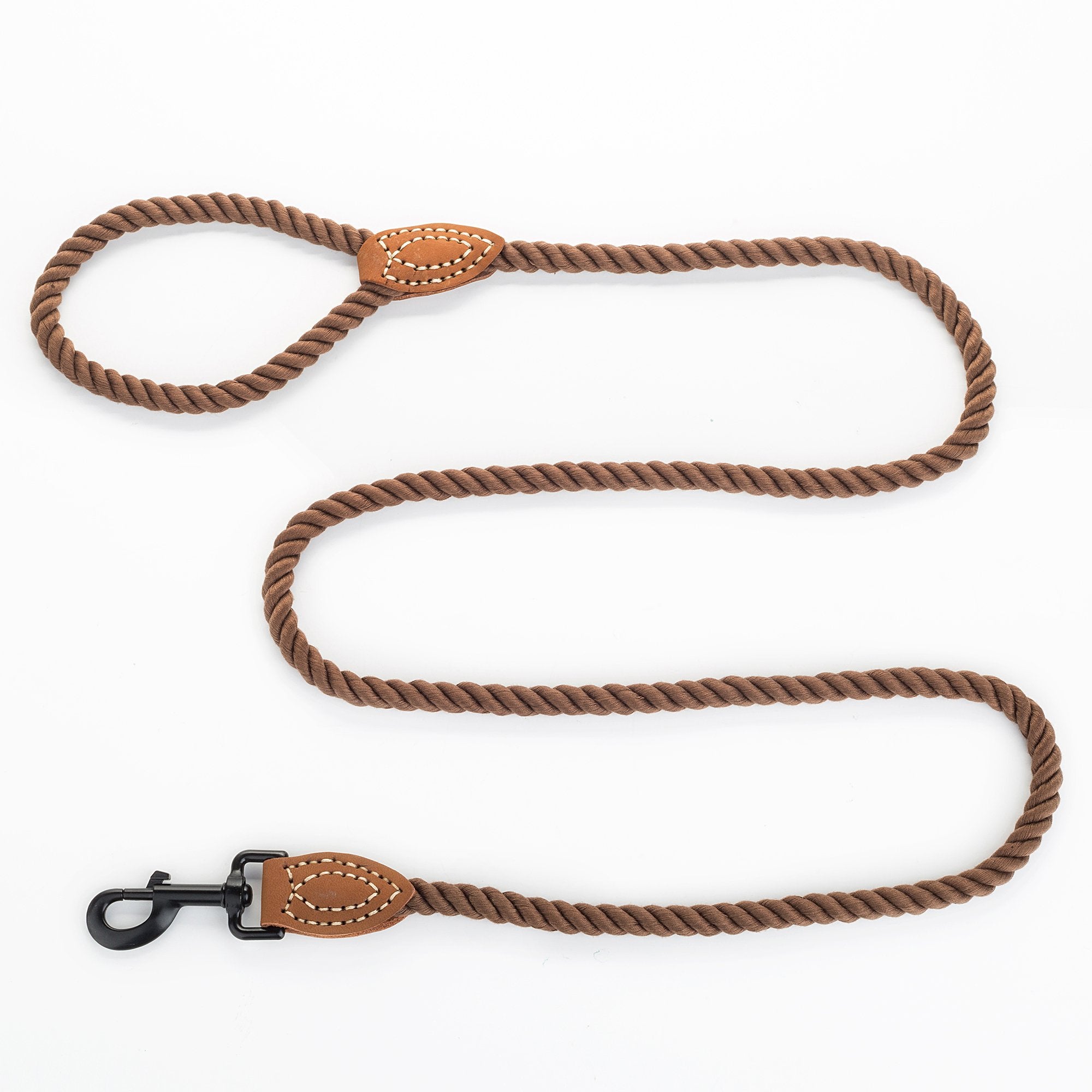 Mile High Life Dog Leash, Braided Cotton Rope Leashes With Leather Tip - Heavy Duty Metal Clasp, 4Ft, 1/2'' Thick - Wedding, Wal