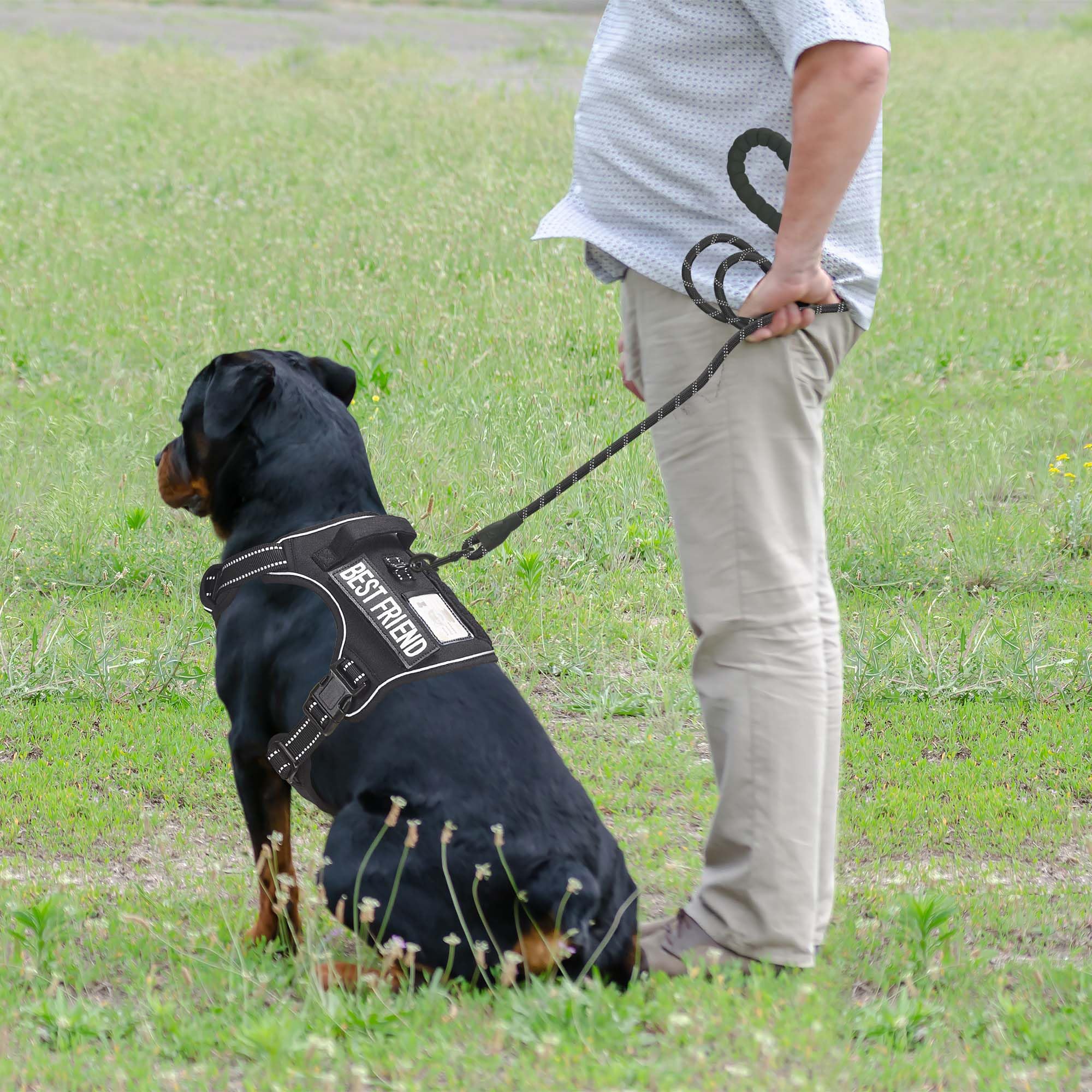 Beebiepet Heavy Duty Tactical Dog Harness For Large Dogs, No Pull Adjustable Pet Harness Reflective Service Training Easy Contro