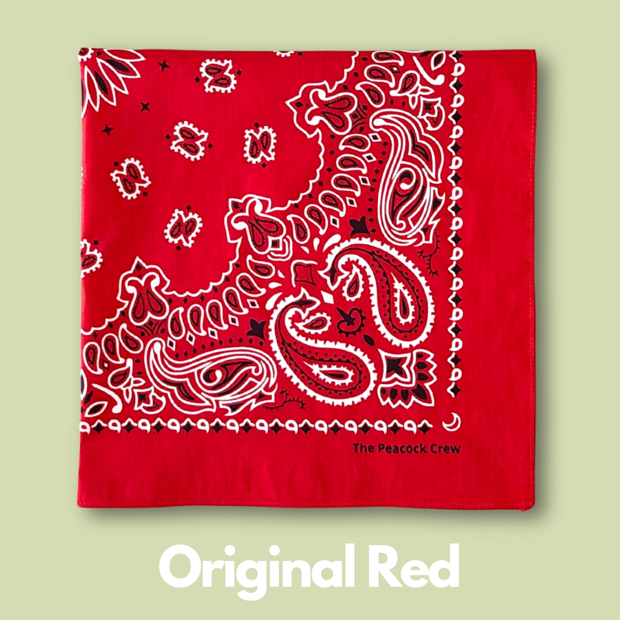 The Peacock Crew Pack of 4 Cotton Bandanas - Premium Paisley Print in Black, White, Red, Navy - Model 69