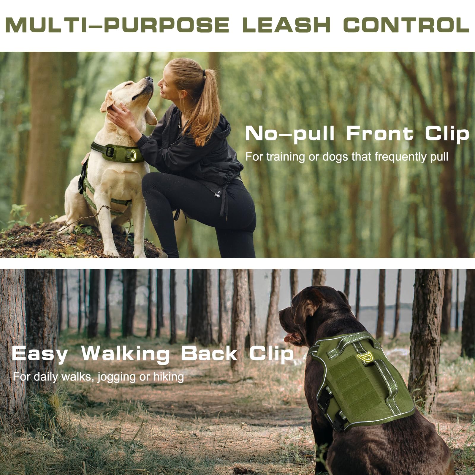 Dog Harness for Large Dogs Heavy Duty, Tactical No Pull Dog Harness with Molle System, Easy On and Off Service Dog Vest, Breatha