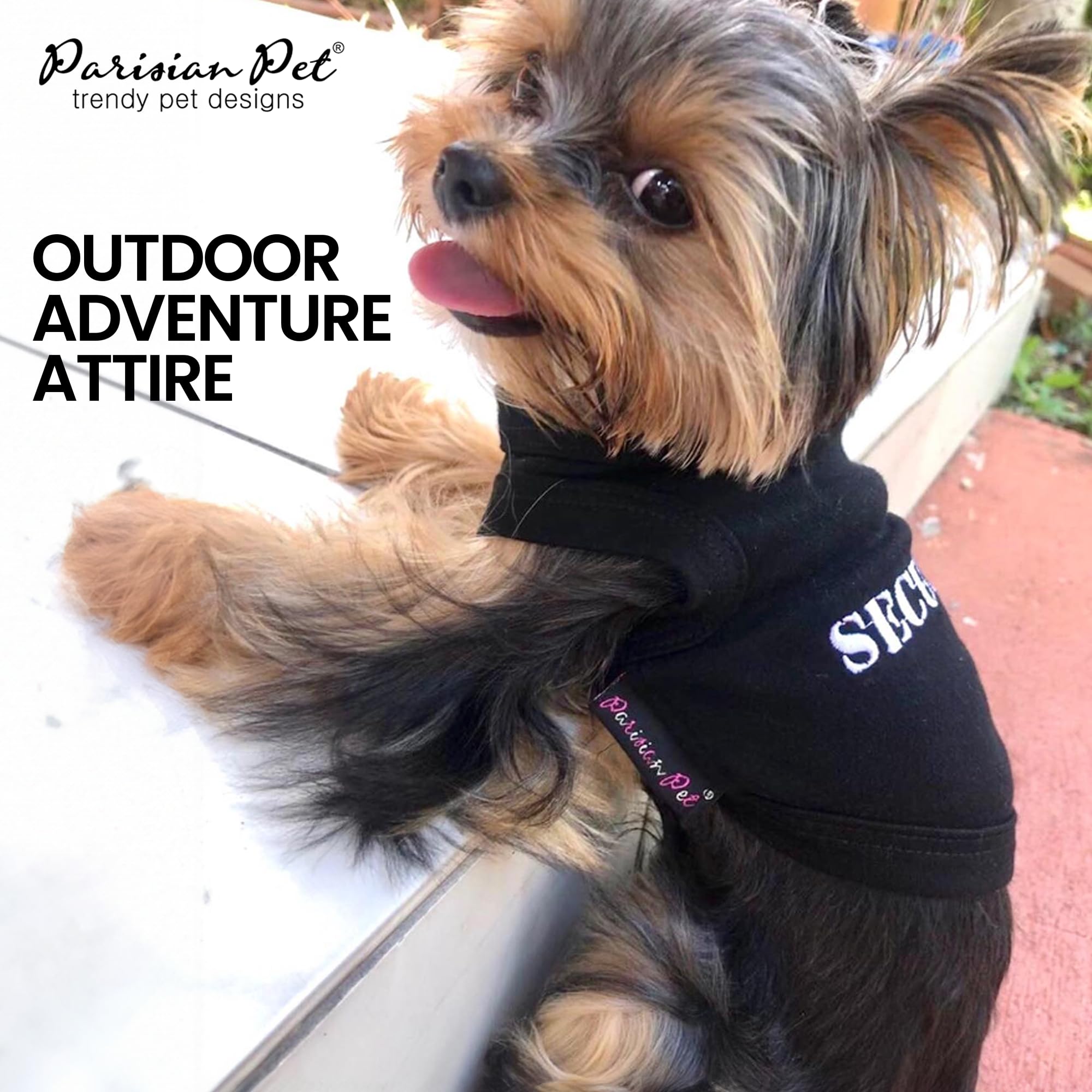 Parisian Pet Dog T-Shirt With Embroidered 'Security' Word - 100% Cotton, Breathable Dog Security Shirt - Sleeveless Pet Vest - Machine Washable Dog Shirts For Small Dogs, S