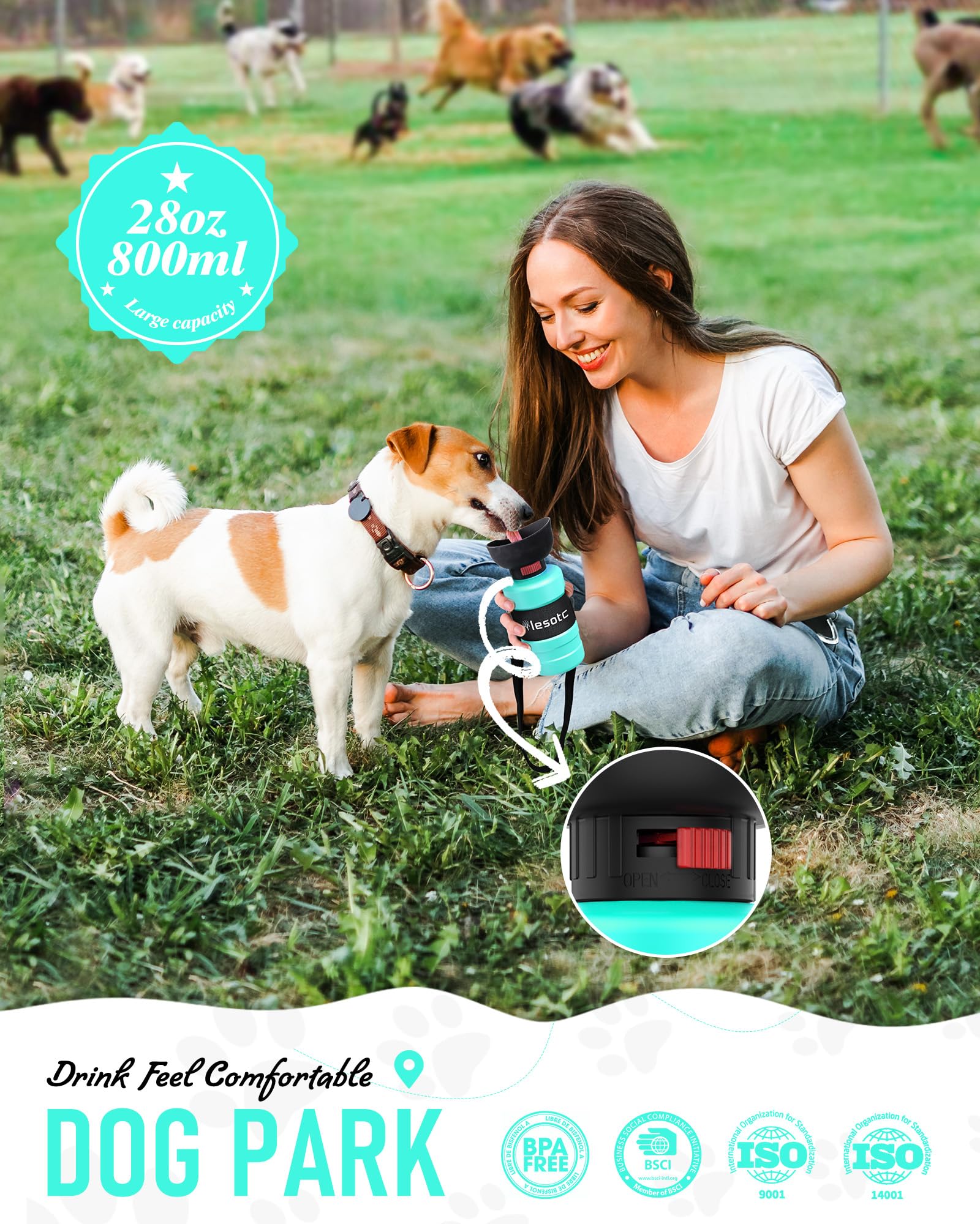 Lesotc Dog Water Bottle, Portable Dog Water Dispenser, Leak Proof Dog Travel Water Bottle Pet Water Bottle For Outdoor Walking,