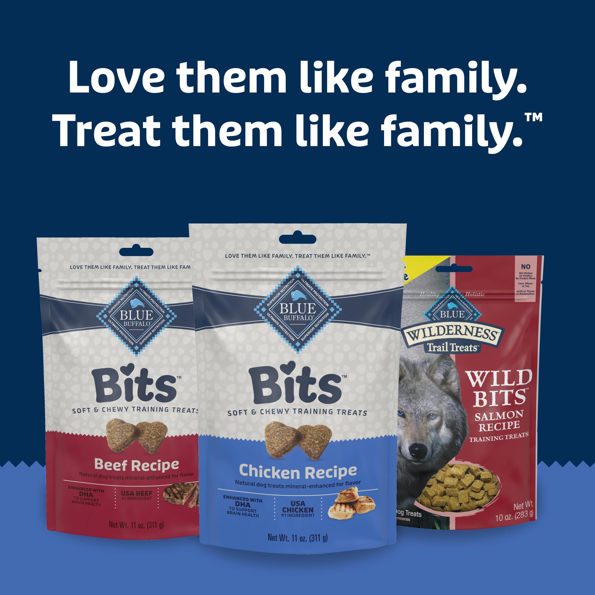 Blue Buffalo Bits Soft Dog Treats for Training, Made With Natural Ingredients & Enhanced with DHA, Chicken & Beef 19-oz Variety