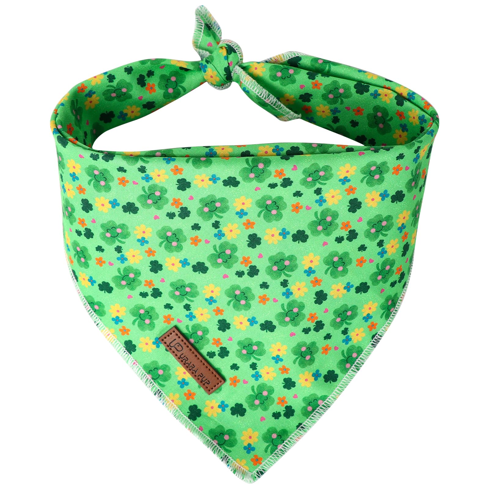 Up Urara Pup St. Patrick'S Dog Bandana, Shamrock Triangle Bid Scarf For Small Medium Dog, Cotton Pet Kerchief For Girl Boy Dogs 