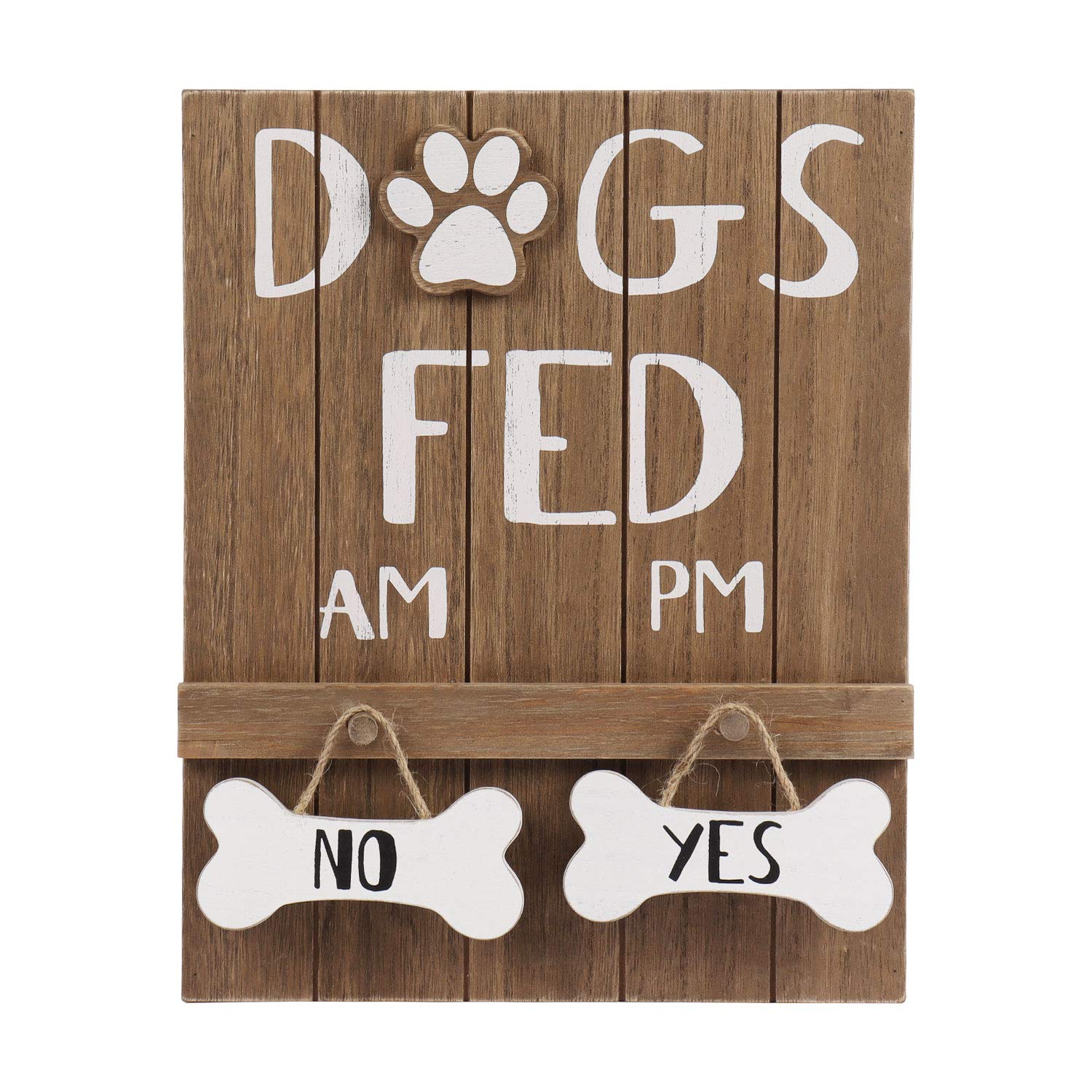 Hanna Roberts Decorative Dog Meal Scheduler, Morning And Afternoon With Reversible Yes Or No Bone For Mudroom, Entry Way, Dog Room, Dogs Fed, 9.5' X 2' X 12'