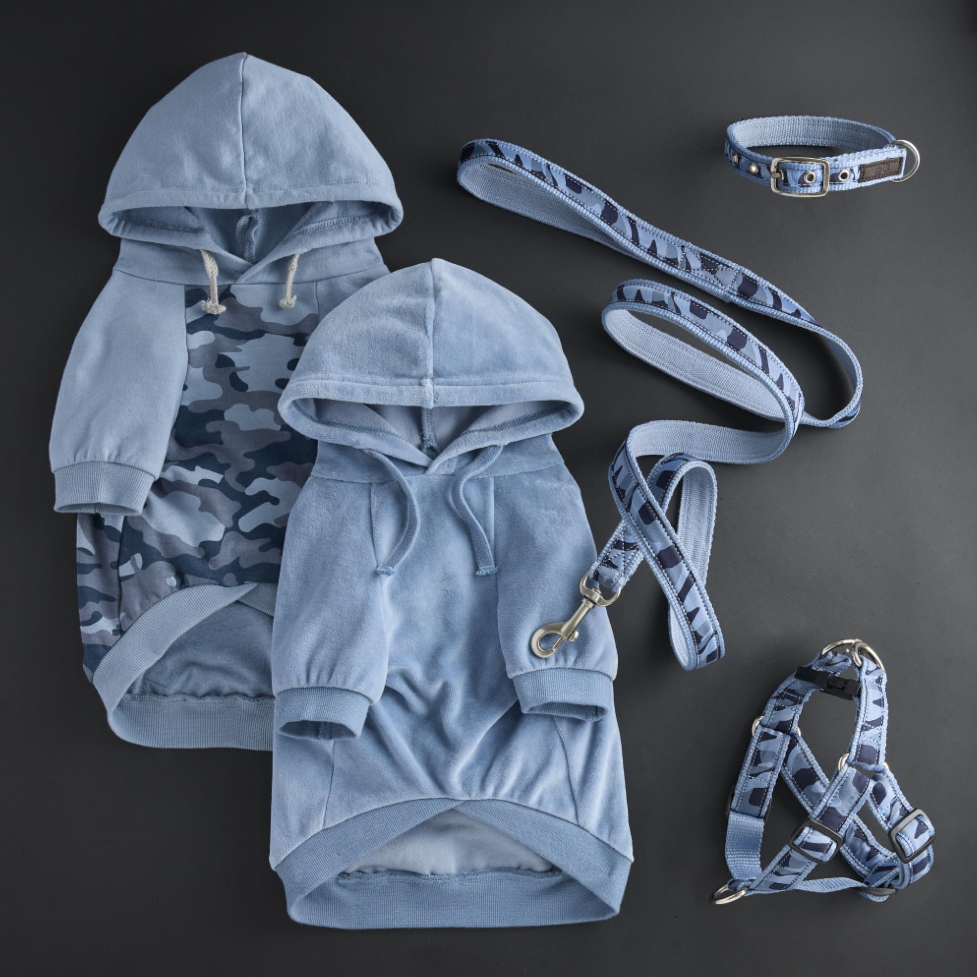 Pet Passion Adjustable Recycled Ribbon Dog Collar For All Pet Breeds, Camo-Navy, Small