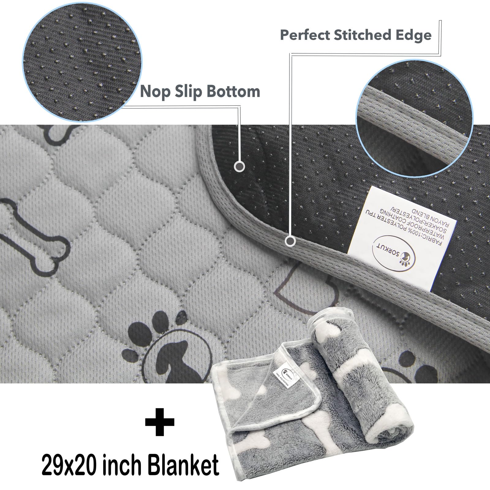 3 Pack 34X36 Reusable Puppy Pads With Puppy Blanket,Dog Pad Washable Waterproof, Potty Buddy Reusable Potty Pads For Dogs,Super