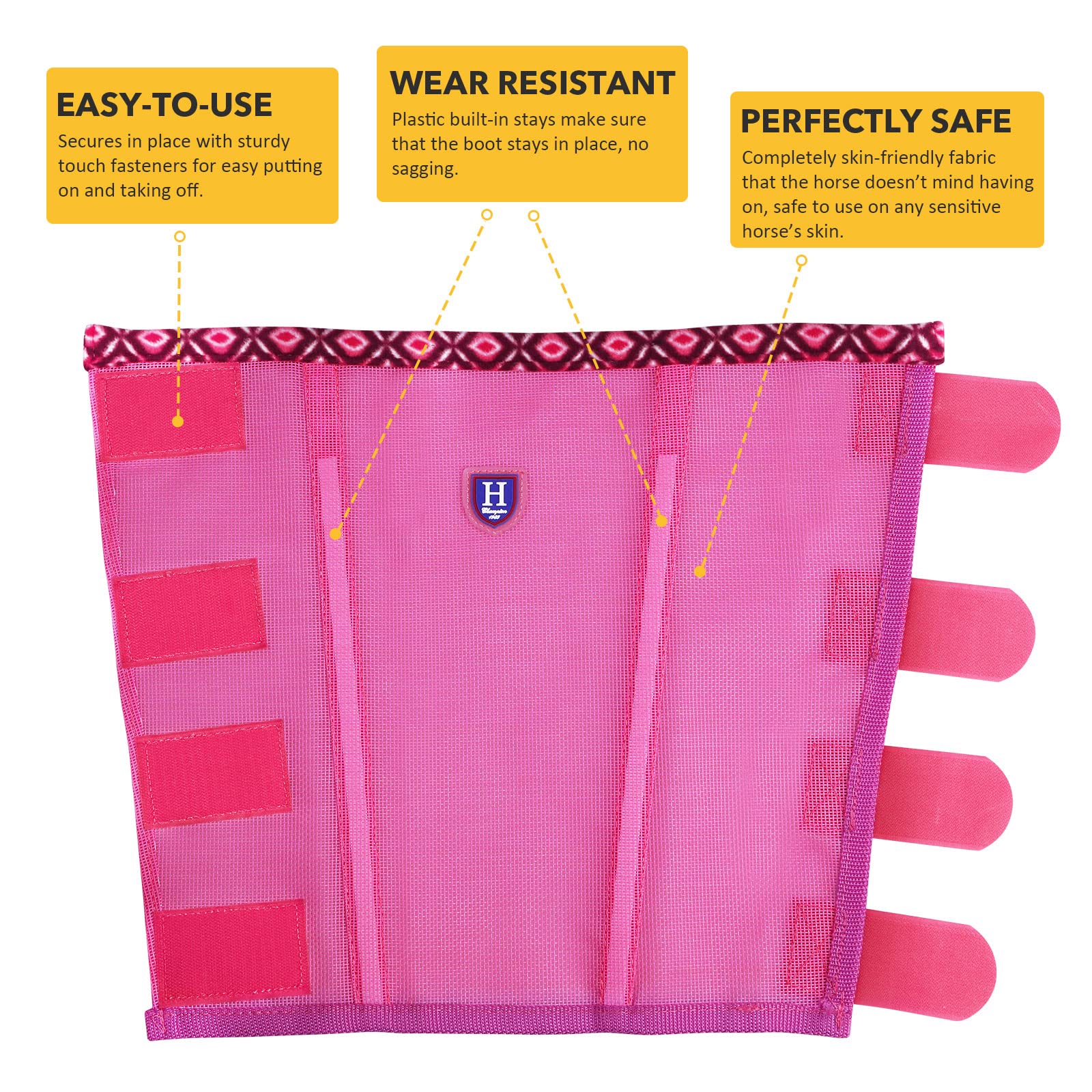 Caremaster Fine Mesh Fly Boots Loose Fitting & Non-Slip Horse Fly Leggings Fleece Air Flow (Set Of 4) Hot Fuchsia Medium