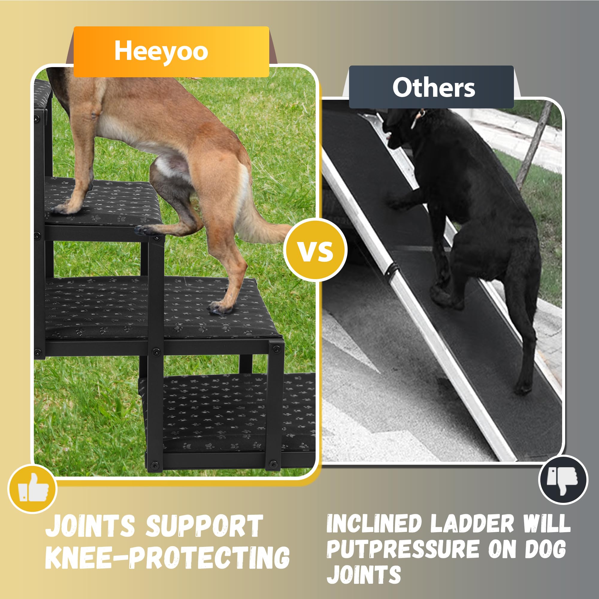 Extra Wide Dog Stairs For Car - Foldable Dog Ramps For Large Dogs With Non Slip Surface, Portable Dog Steps For Cars And Suv, Tr