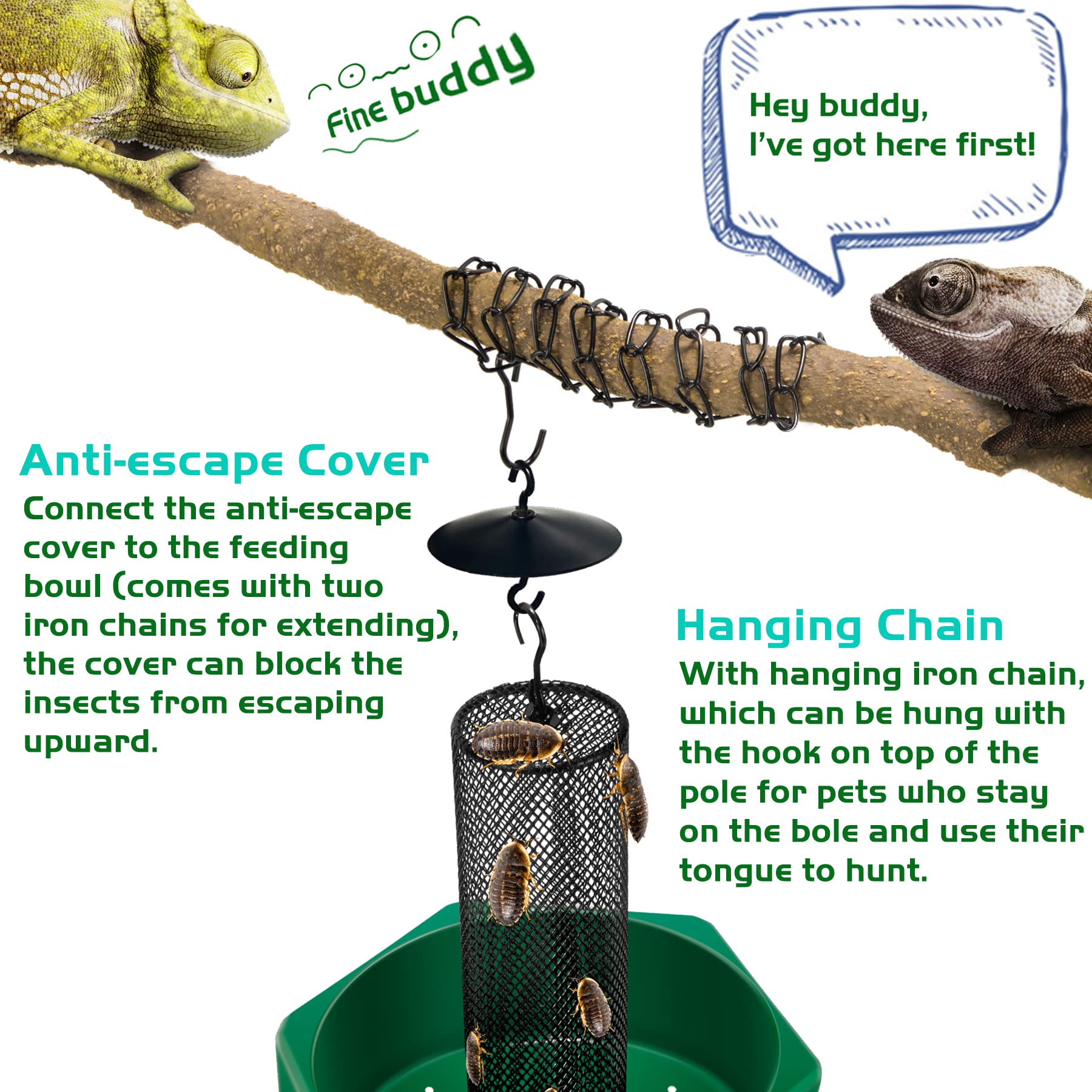 Neptonion Hookable Chameleon Feeding Bowl, Professional Live Worm Organizer With Column For Prey To Climb And Move, Suitable For