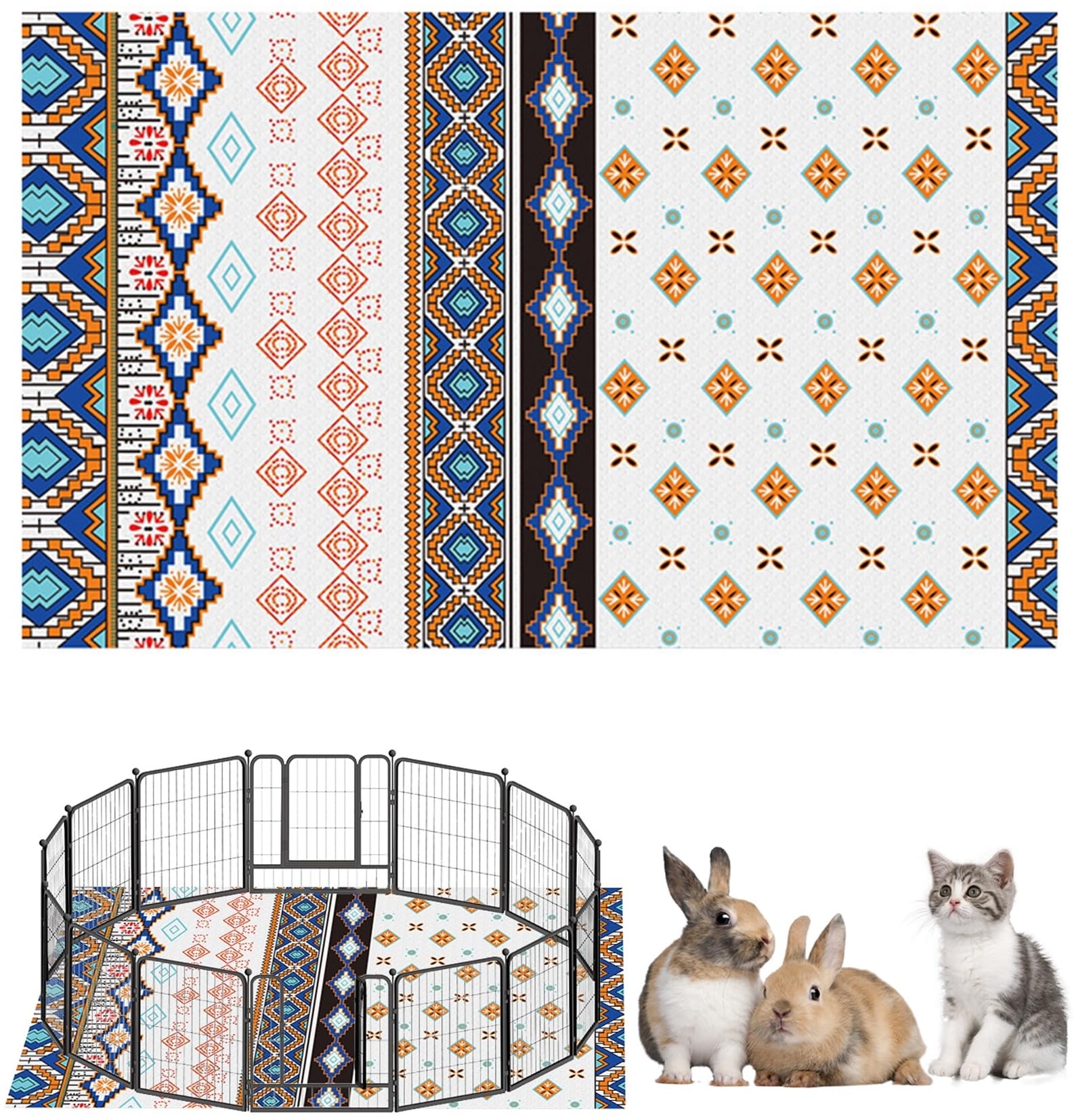 BNOSDM 91'' X 63'' Extra Large Bunny Cage Liner Washable Guinea Pig Mat Large Animals Mats Animal Pads for Floor Indoor Rabbit C
