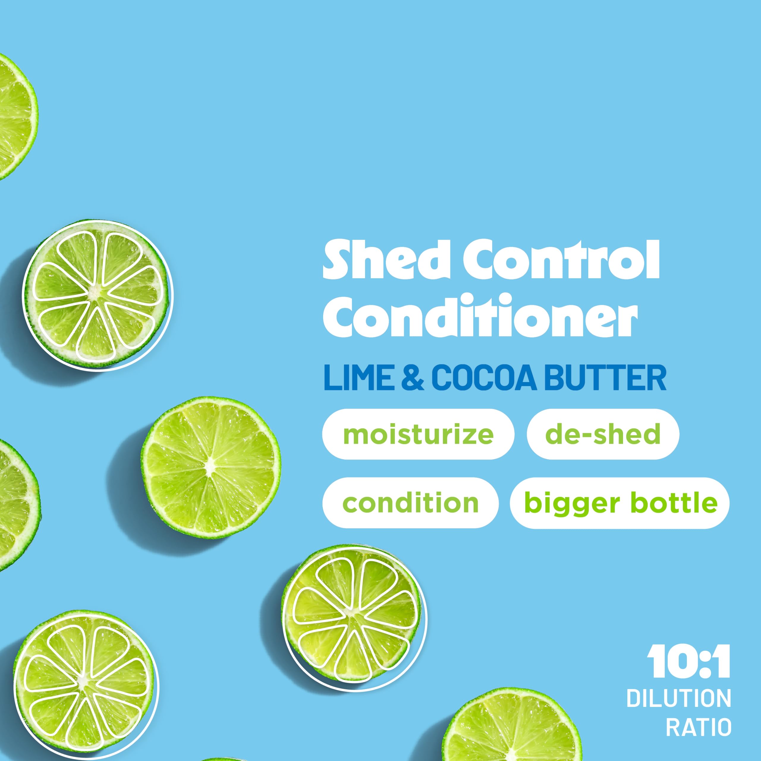 Tropiclean Deshedding Dog Conditioner, Professional Conditioner, Reduces Shedding & Softens Coat, Puppy Safe, Lime & Cocoa Butte