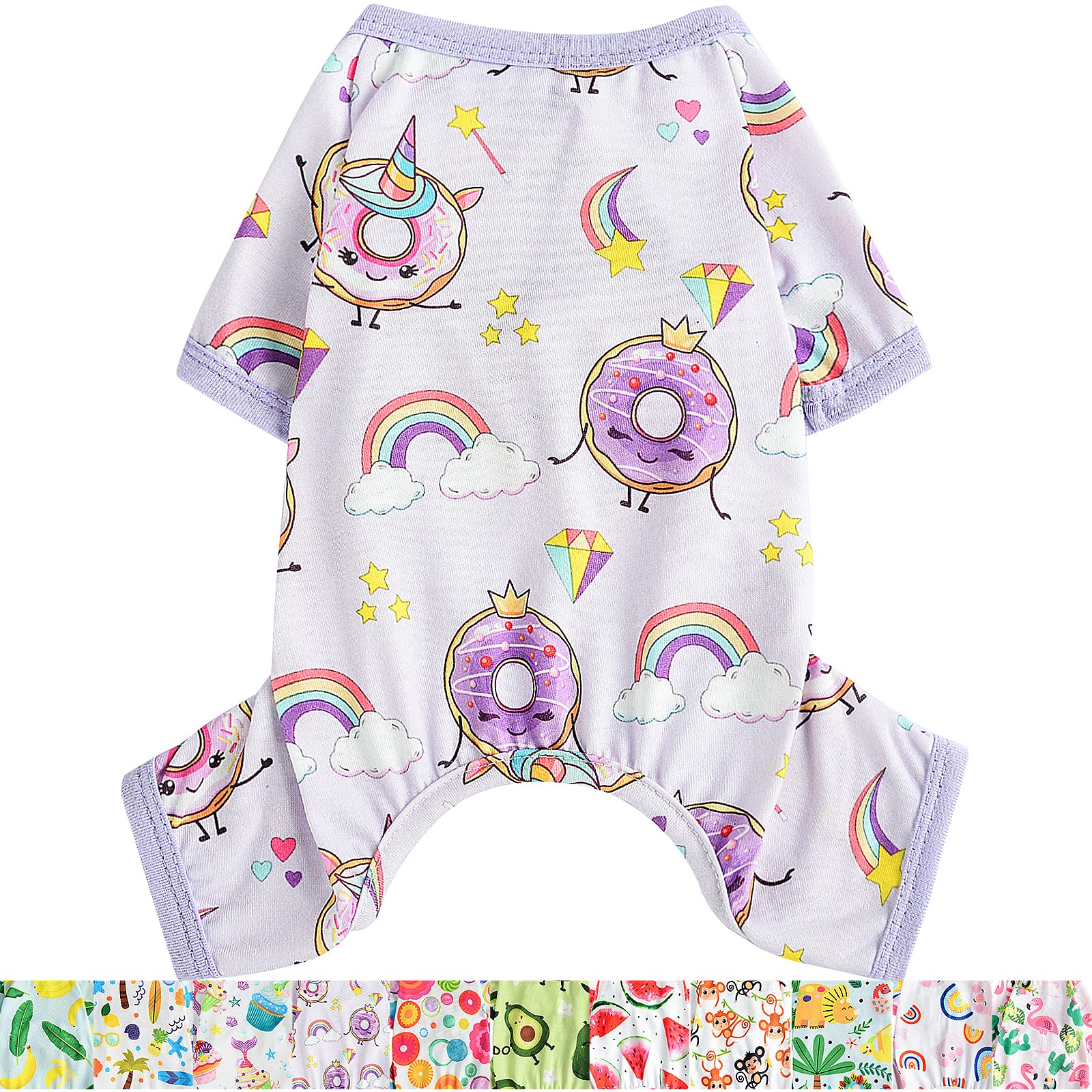 Dog Pajamas For Small Dogs, Chihuahua Pajamas, Puppy Clothes, Extra Small Puppy Pjs, Soft Pet Onesies,Dog Shirts Chihuahua Yorkie Teacup Cat Clothing (Doughnut, Large)