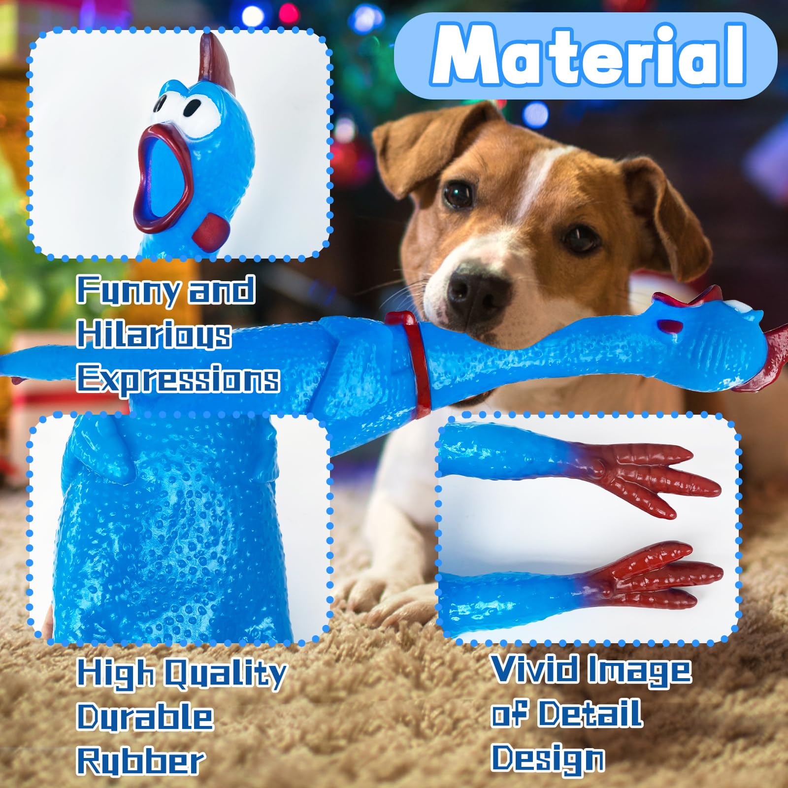 Xeehwb 22 Inch Crazy Huge Rubber Chicken,Blue Screaming Chicken Toys,Squeeze Squeaky Chicken Dog Toys,Rubber Chicken Noisemakers