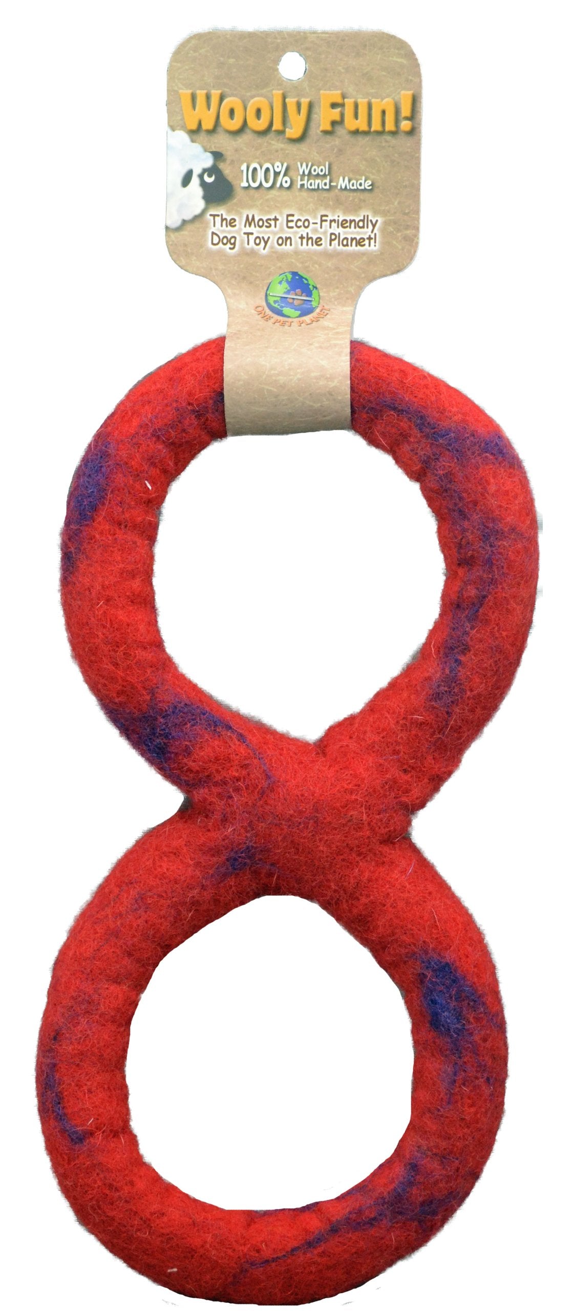 One Pet Planet Wool Dog Toy, 8-Inch, Red