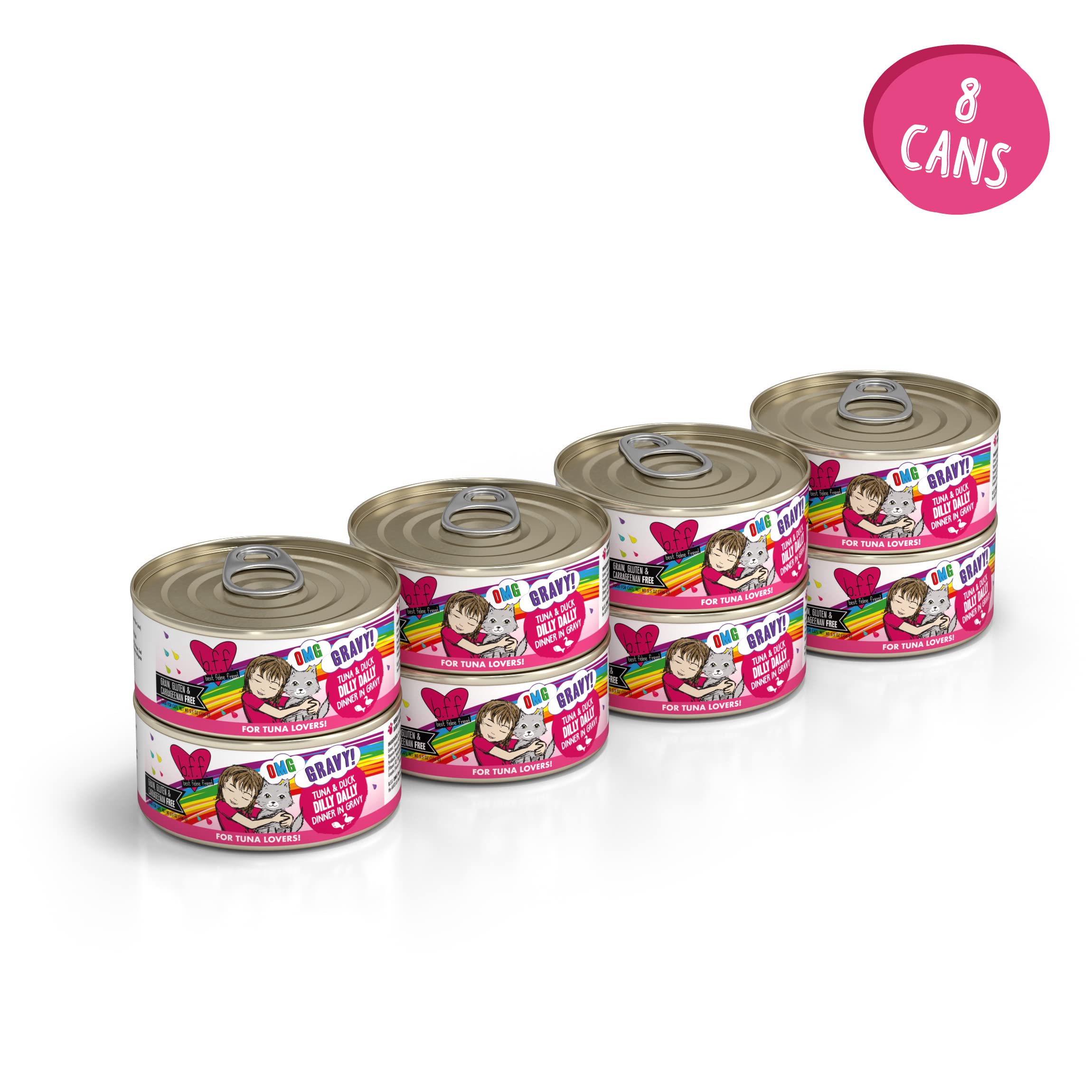 B.F.F. OMG - Best Feline Friend Oh My Gravy!, Tuna & Duck Dilly Dally with Tuna & Duck, 5.5oz Can (Pack of 8)