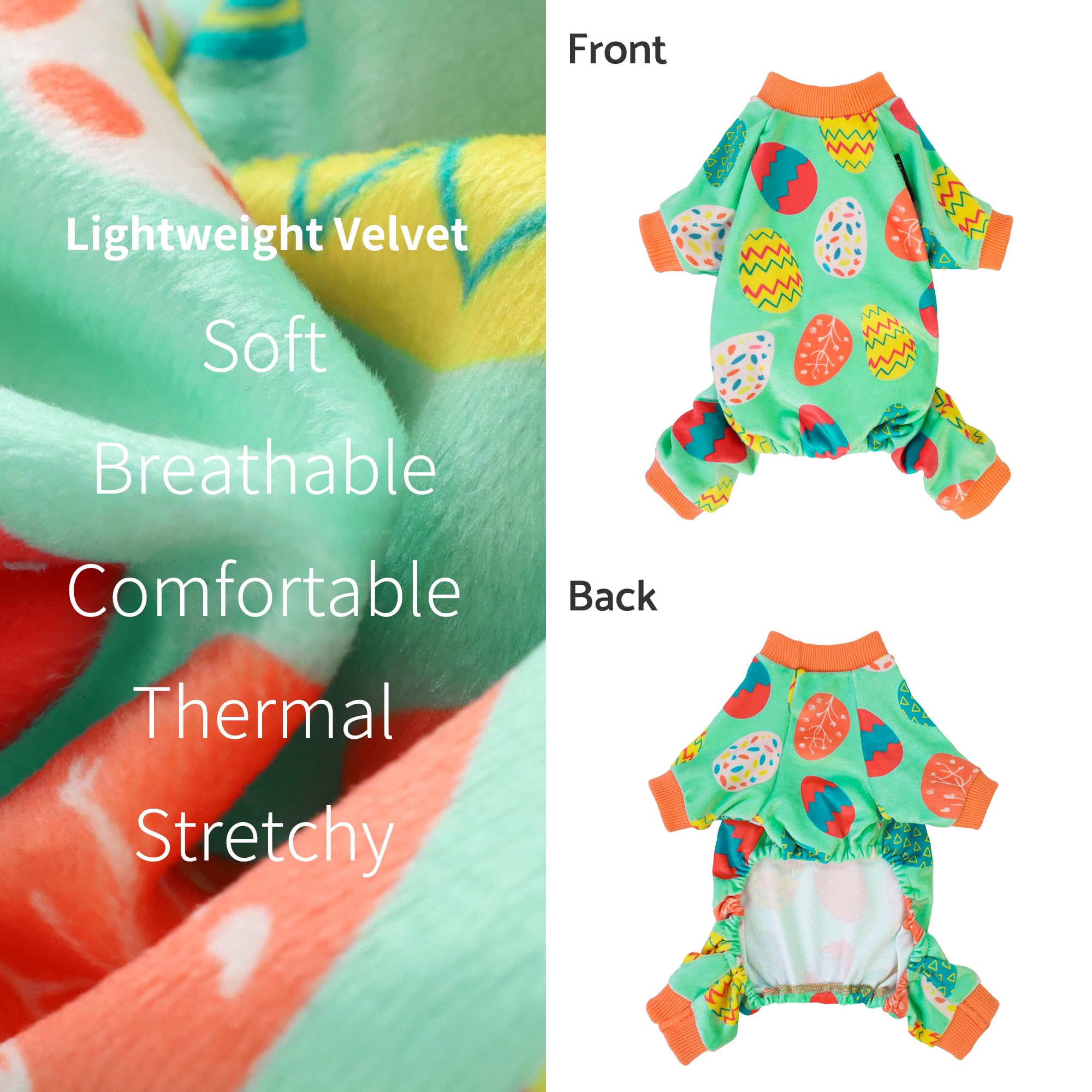 Fitwarm Easter Egg Dog Pajamas, Holiday Dog Clothes For Small Dogs Girl Boy, Pet Easter Outfit, Puppy Cat Onesie, Lightweight Ve