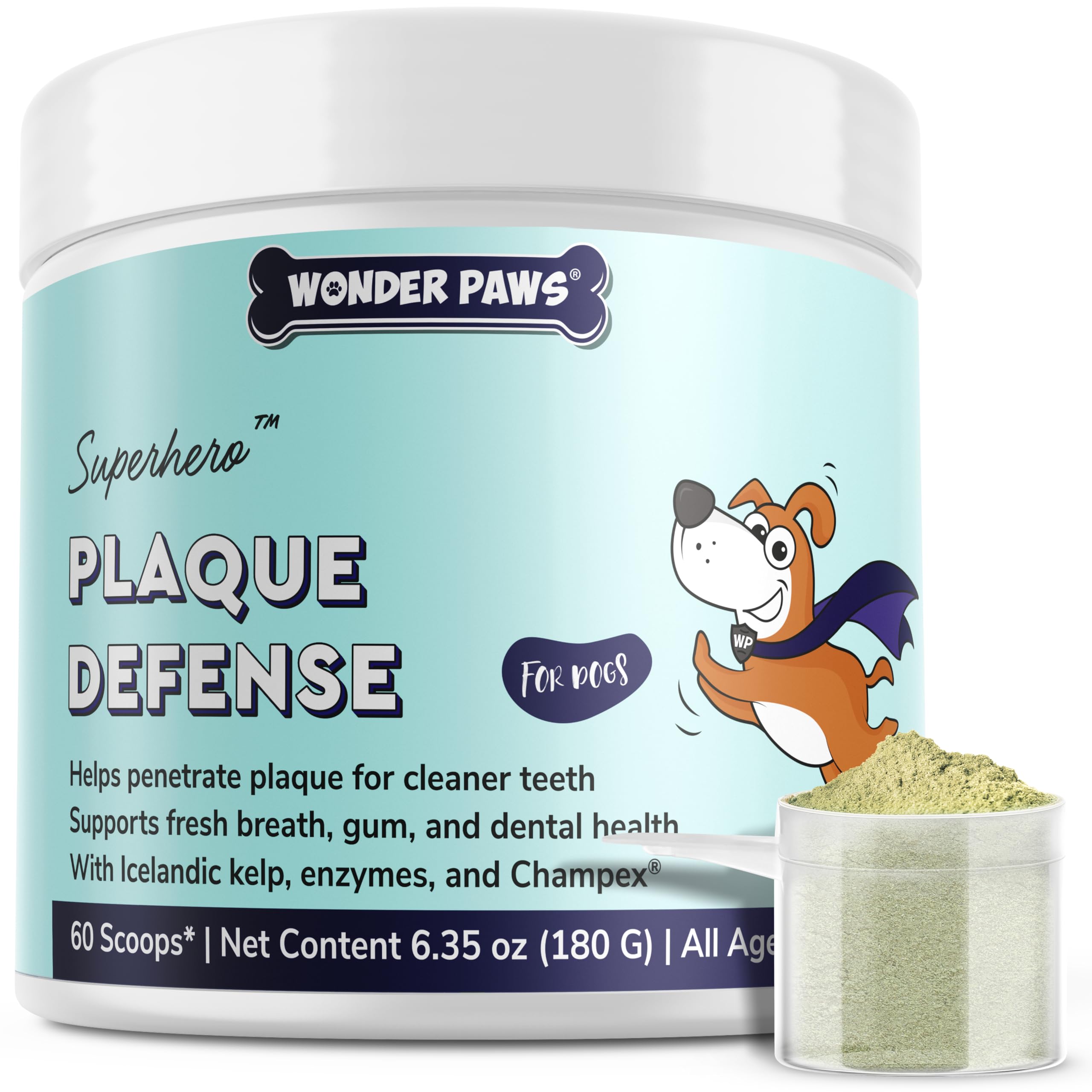 Wonder Paws Dental Powder for Dogs - Teeth Cleaning & Dental Care Made Easy - Removes Plaque, Tarter, Stains & Freshens Breath -