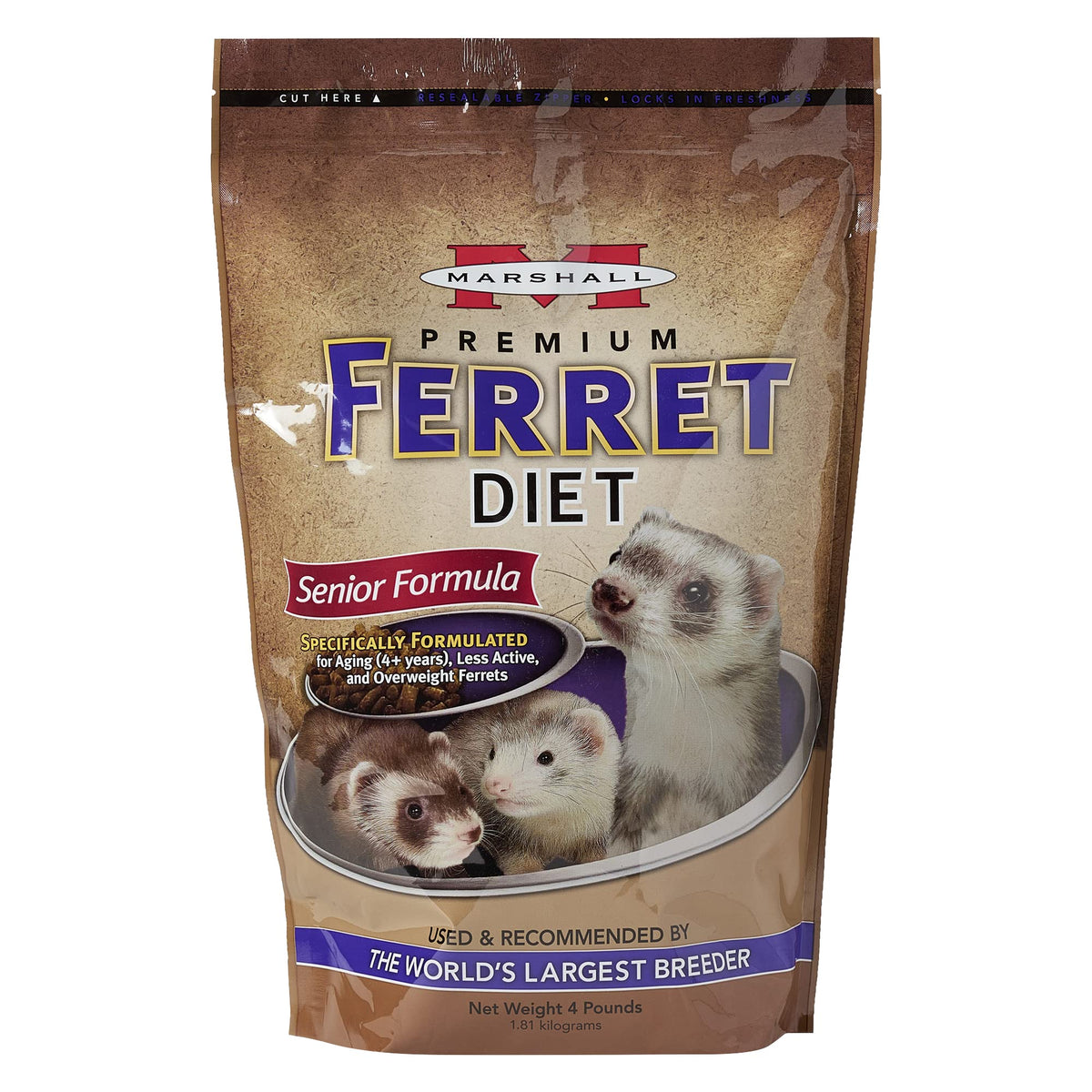 Marshall Pet Products Premium Ferret Diet Senior Formula, 4 Lbs – Tailored Nutrition For Aging Ferrets, Supports Digestion, Muscle Health & Vitality