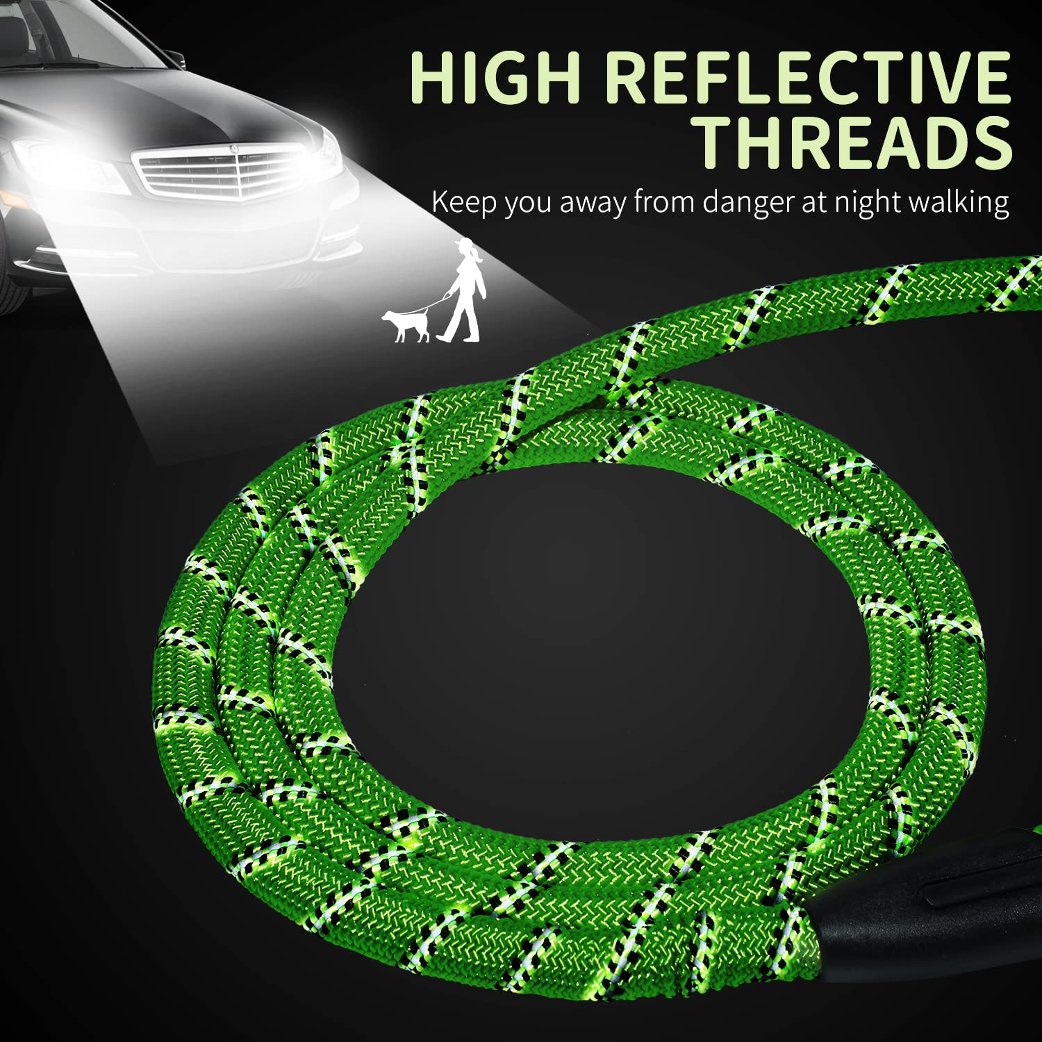 Hi Kiss Check Cord Large,Medium Small Dogs/Puppy Obedience Recall Training Agility Lead - 15Ft 20Ft 30Ft 50Ft Training Leash(Gre