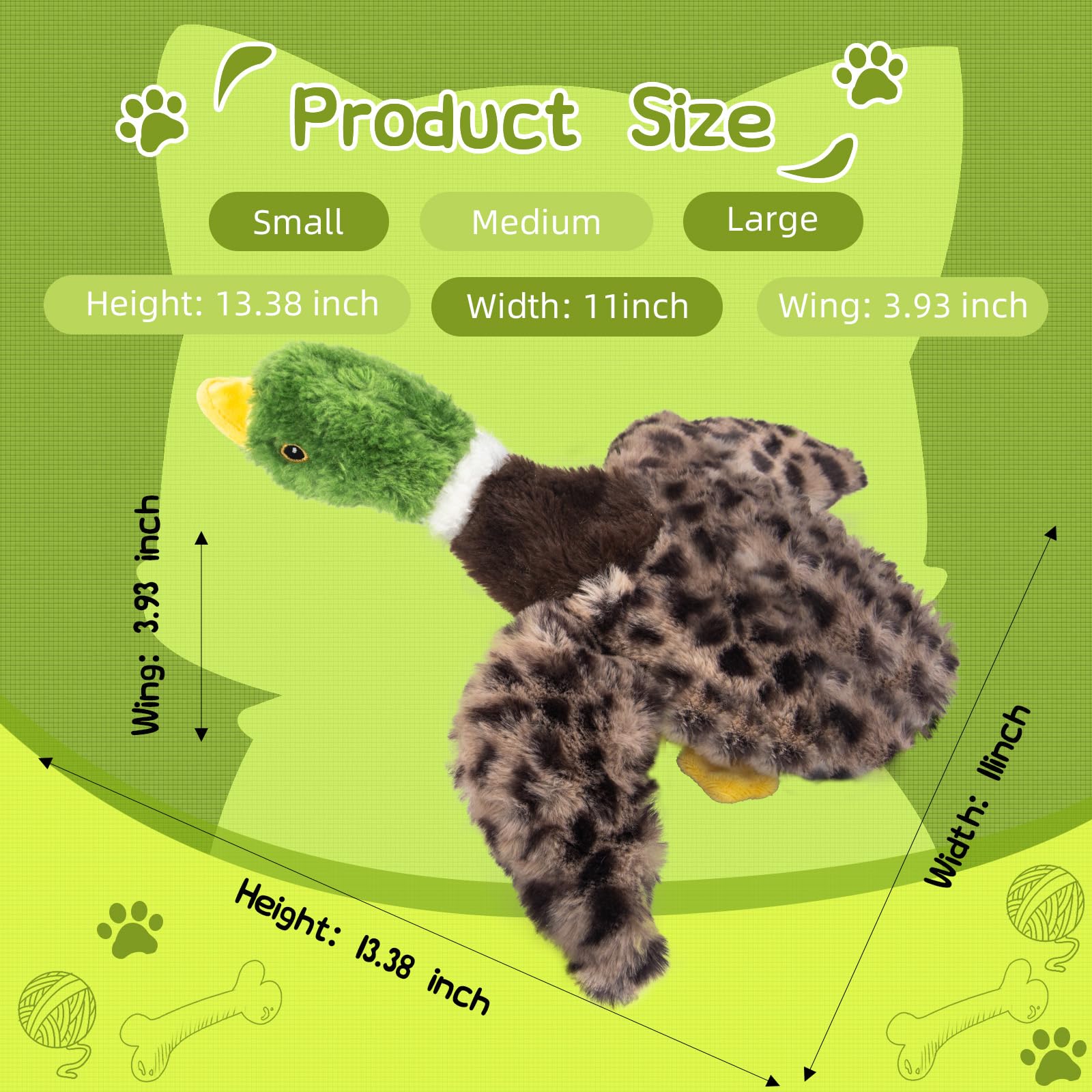 Calibonbon Dog Squeaky Toy Set - 4-Pack Durable Plush Duck, Pheasant, Goose For Small And Medium Dogs - Soft Bird Chew Toys With