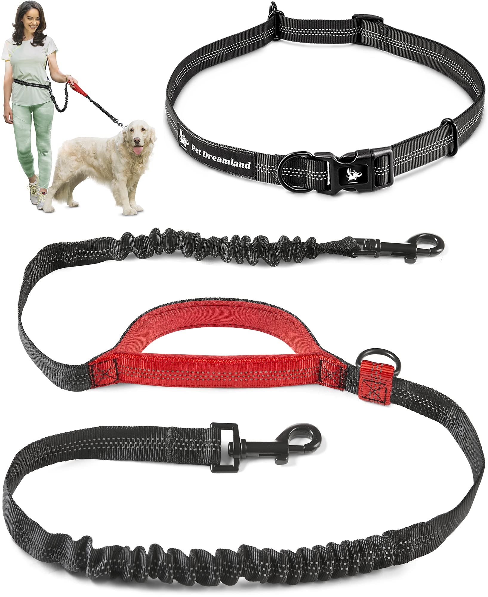 Exquisite Hands-Free Leash For Large Dogs: Ultimate Comfort & Freedom For Running, Walking, Hiking. Premium Quality, Durable & V