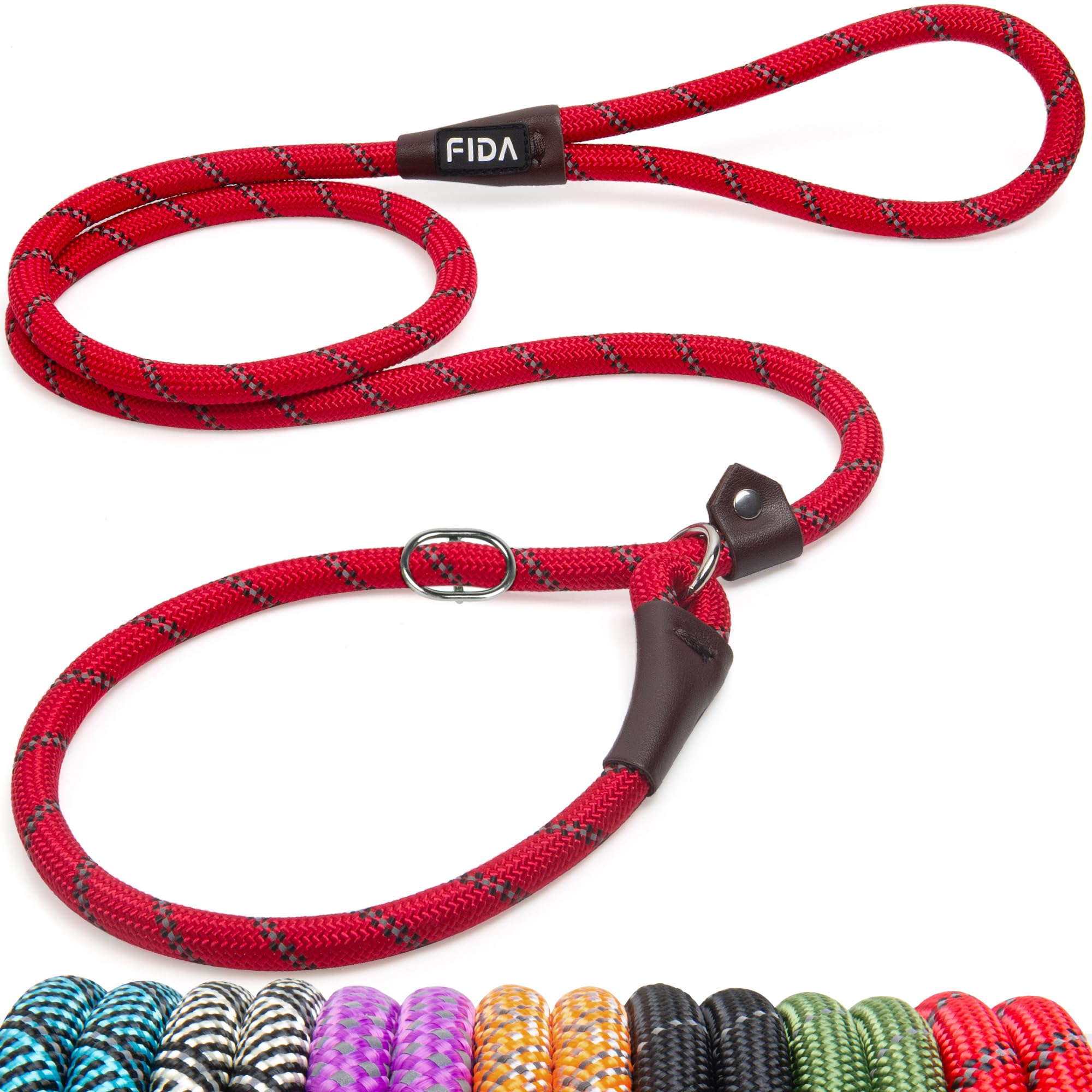 Fida Durable Slip Lead, 6 Ft X 1/2'' Heavy Duty , Comfortable Strong Rope For Large, Medium Dogs, No Pull Pet Training Loop Leas