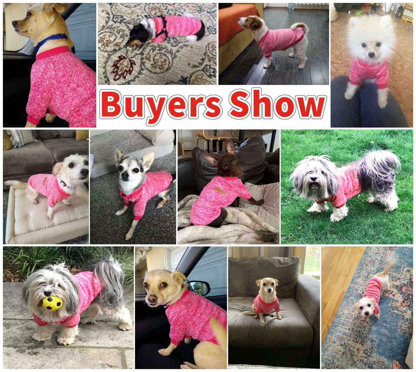 Idepet Pet Dog Classic Knitwear Sweater,Fleece Coat For Small,Medium Dog,Warm Pet Dog Cat Clothes,Soft Puppy Customes (Xs, Roser