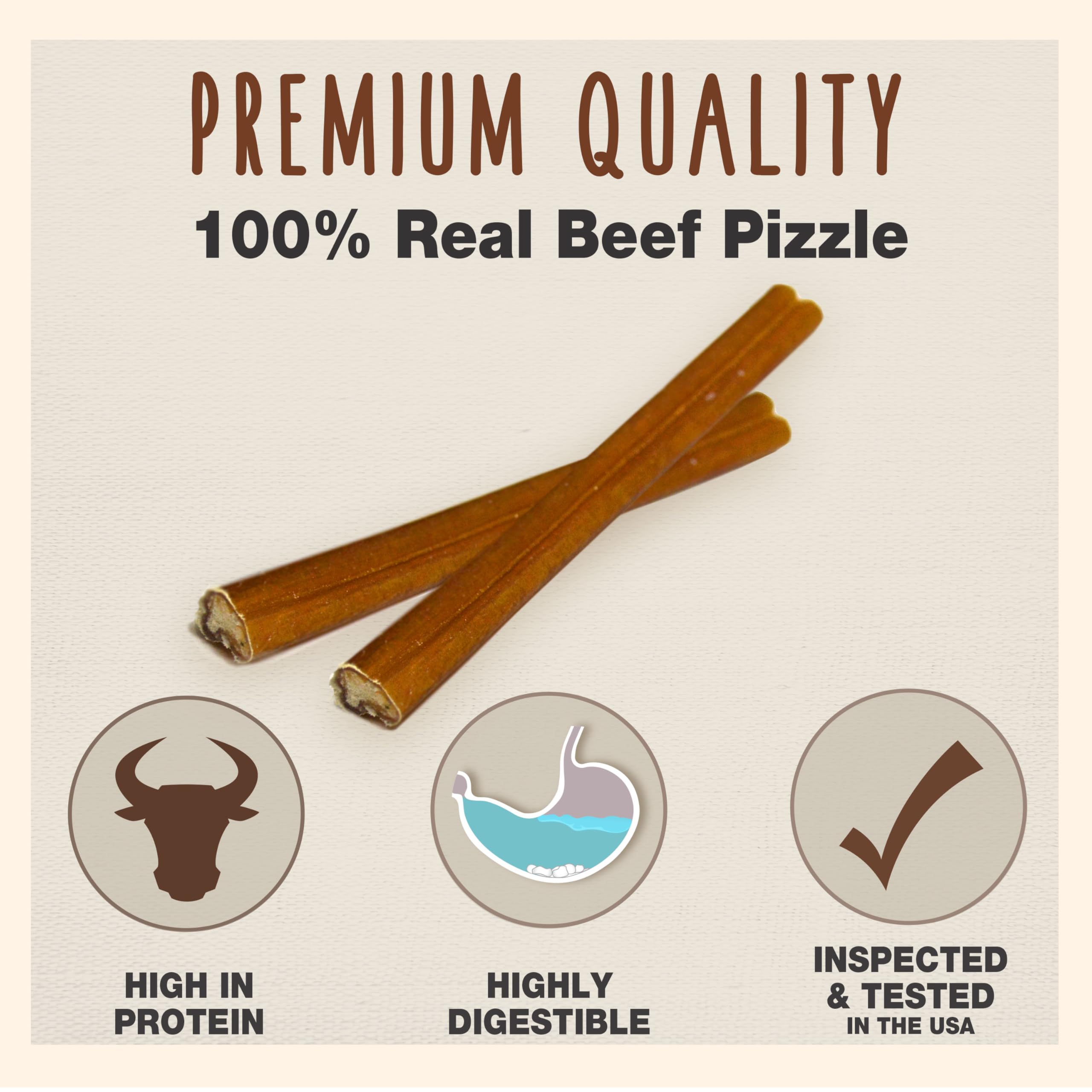 Cadet Bully Sticks for Small Dogs - All-Natural Beef Pizzle, High Protein, Low Fat, Long-Lasting, Grain & Rawhide-Free Dog Chews