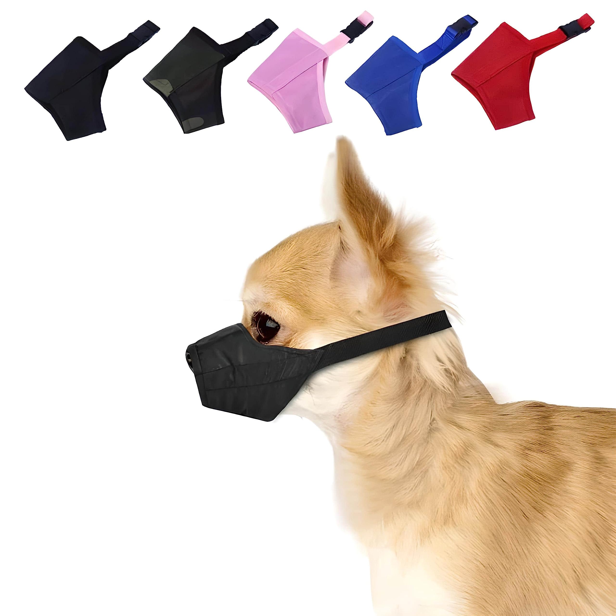 Dog Muzzle, Soft Nylon Muzzle Air Mesh Breathable Adjustable Black Pink Green Red Blue Pets Muzzles For Small Medium Large Dogs,