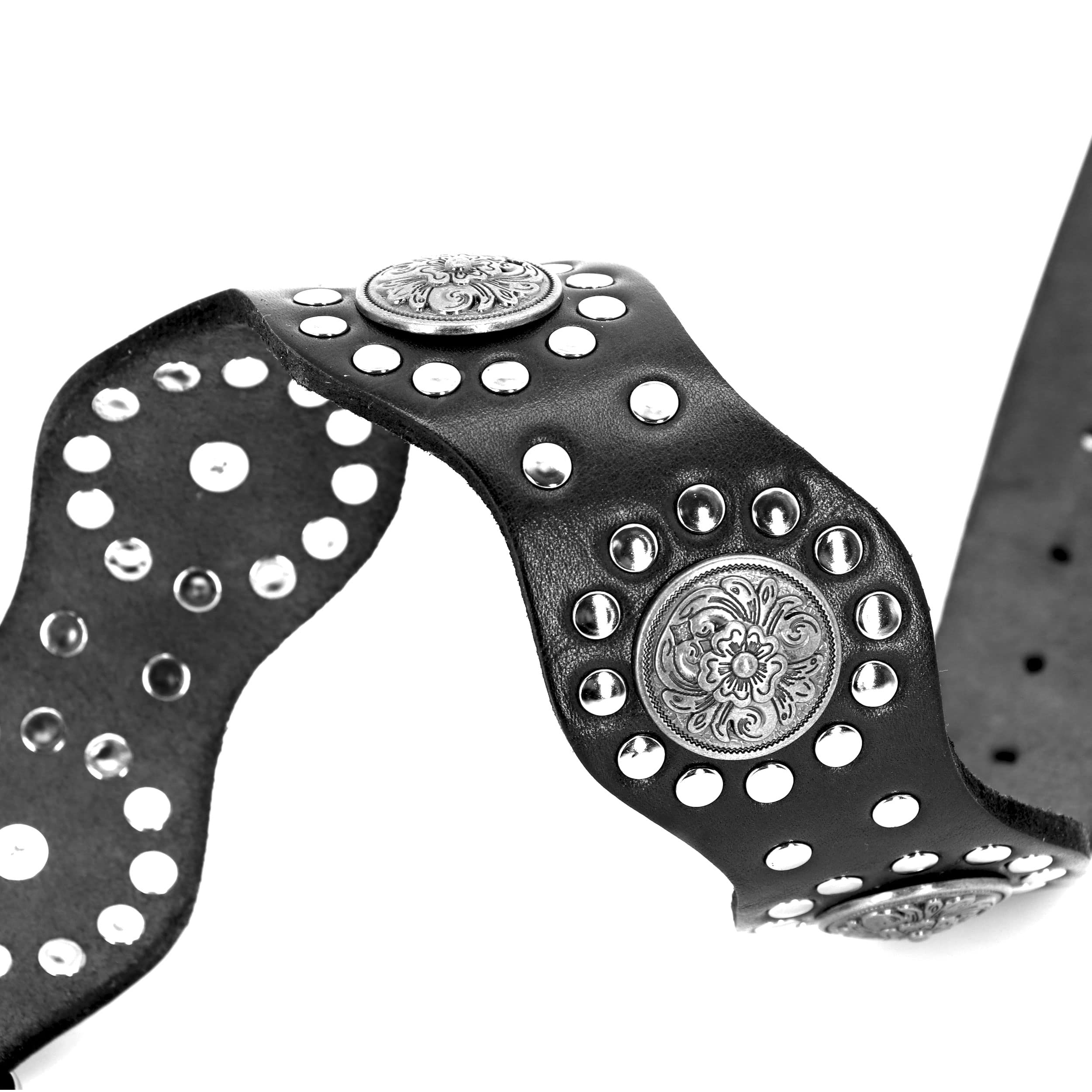 Pet Artist Genuine Leather Dog Collar,Unique Design & Sturdy Leather,Heavy Duty Dog Collar,Fit For Rottweiler Pitbull Medium&Large Dogs,Black,L