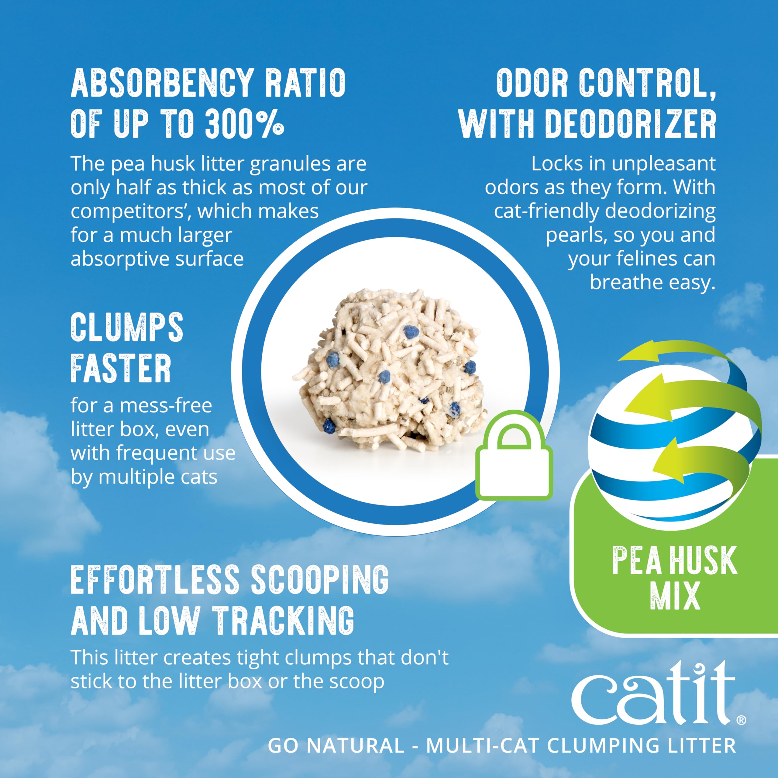 Catit Go Natural Plant-Based Cat Litter, Sustainable And Eco-Friendly, 99% Dust-Free, Low Tracking, High Absorption, Odor Contro