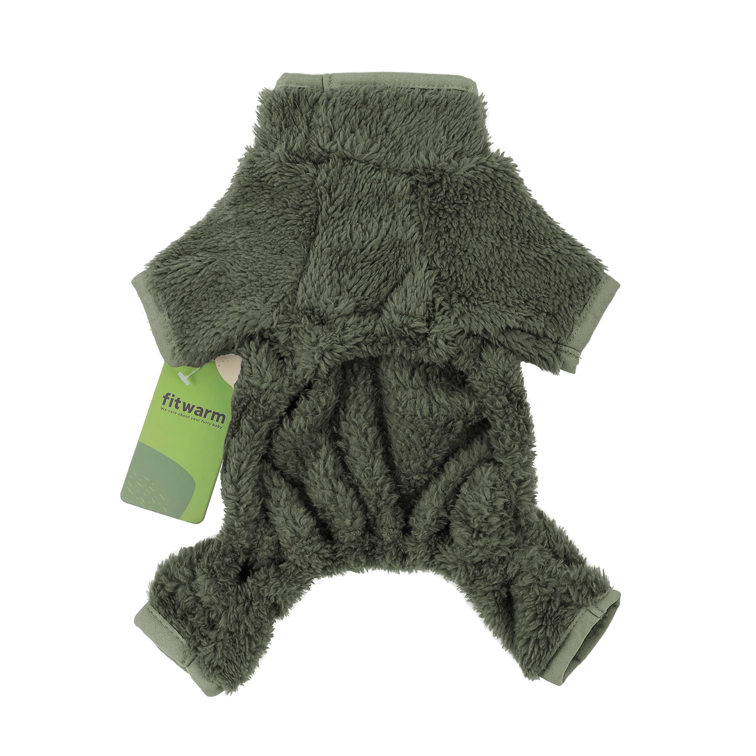 Fitwarm Dog Fleece Pajamas, Dog Winter Clothes For Small Dogs Boy Girl, Pet Jumpsuit, Cat Apparel, Green, Xs