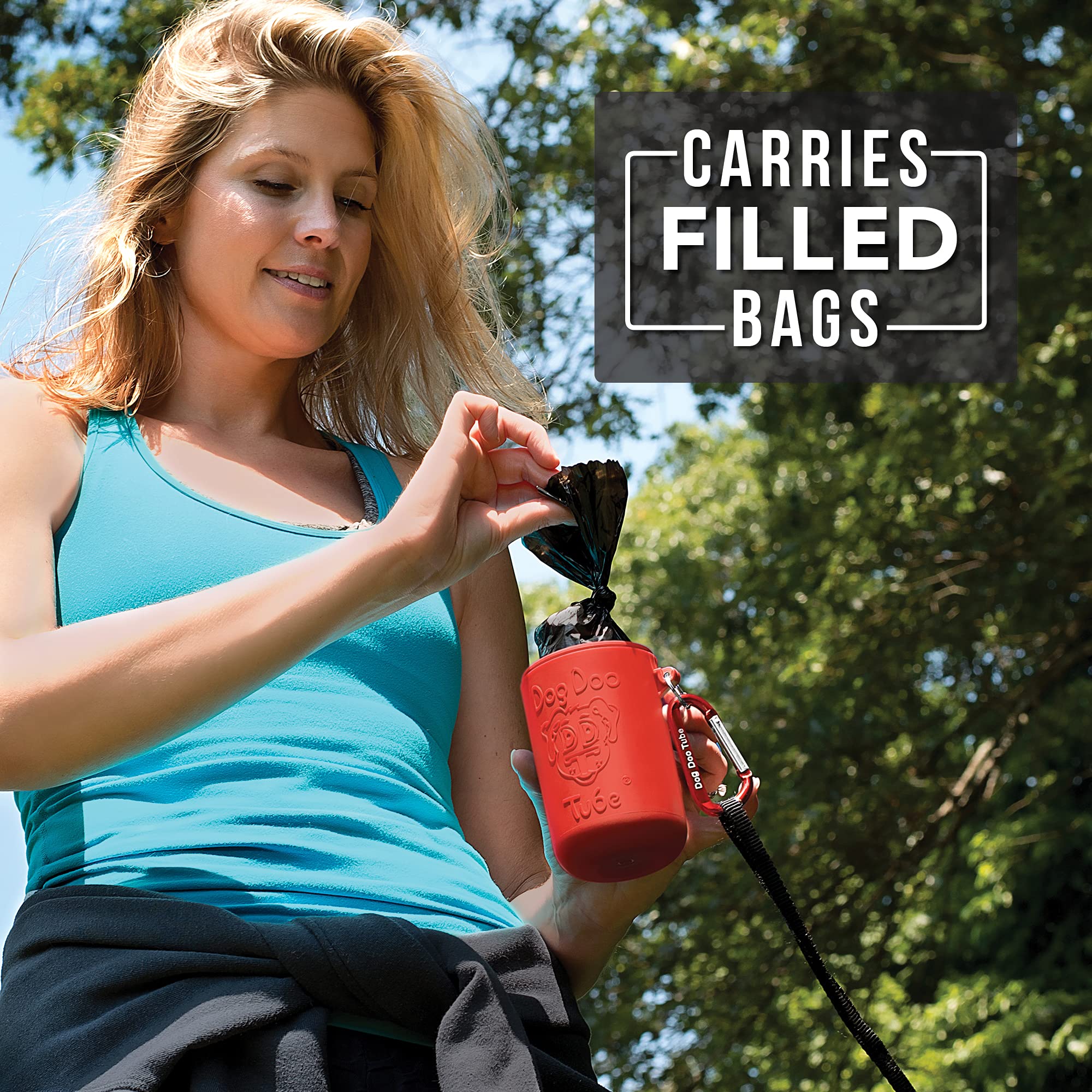 Dog Doo Tube Reusable Dog Poop Holder For Dog Walkers - Carries Used Dog Poop Bags - Tight Fitting Lid Keeps In Odors - Dog Waste Carrier - Attachable To Dog Leash, Harness Or Waist (Medium, Red)