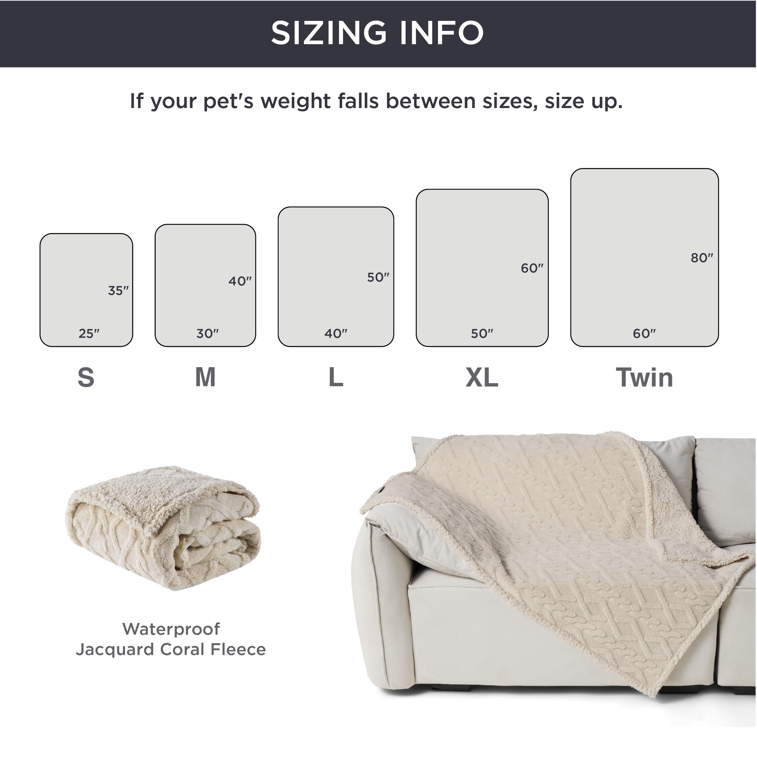 Bedsure Waterproof Dog Blankets For Small Dogs - Pet Blanket For Couch Protector Washable, Premium Jacquard Coral Fleece Cat Thr