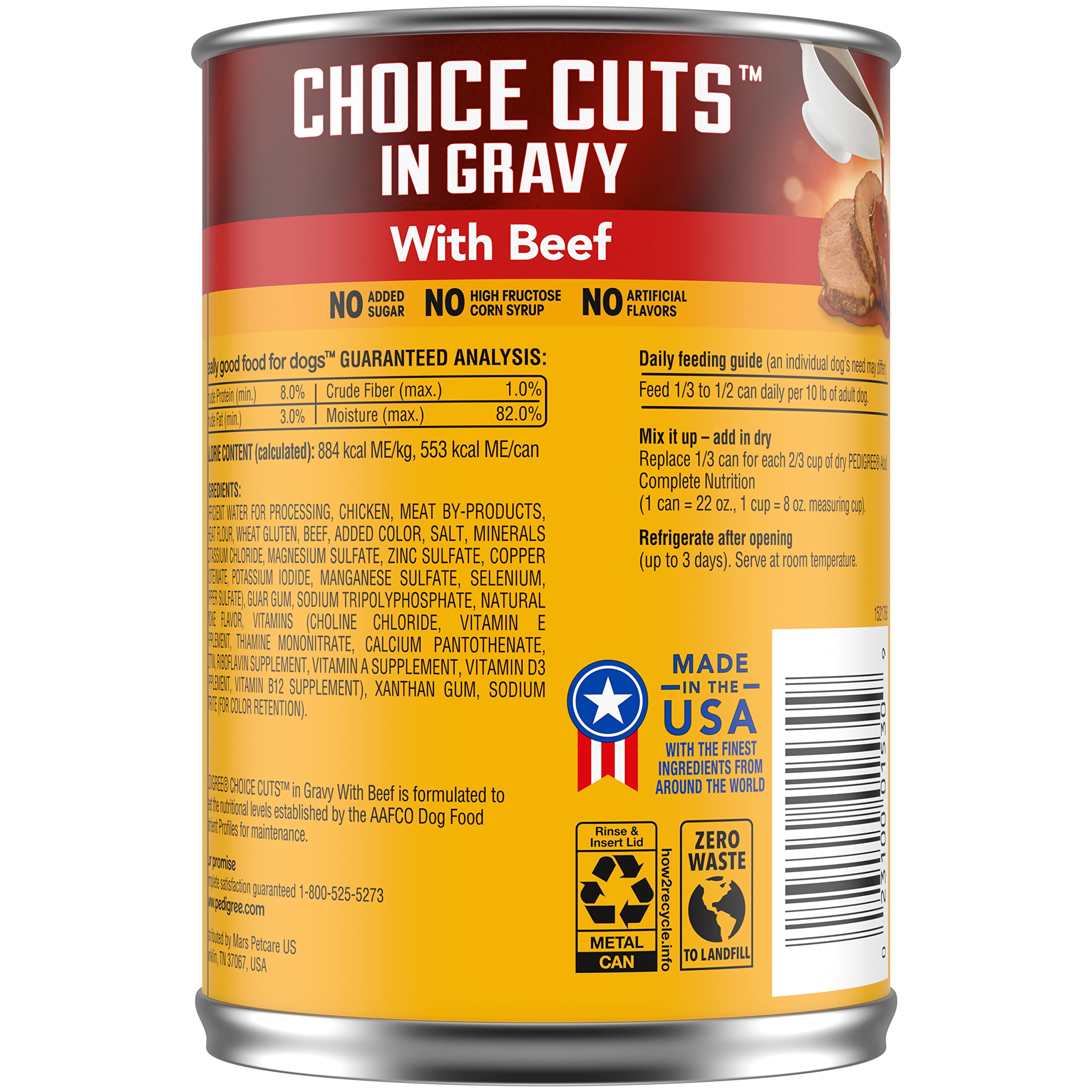 Pedigree Choice Cuts In Gravy Adult Canned Soft Wet Dog Food With Beef, 22 oz. Cans (12 Count, Pack of 1)